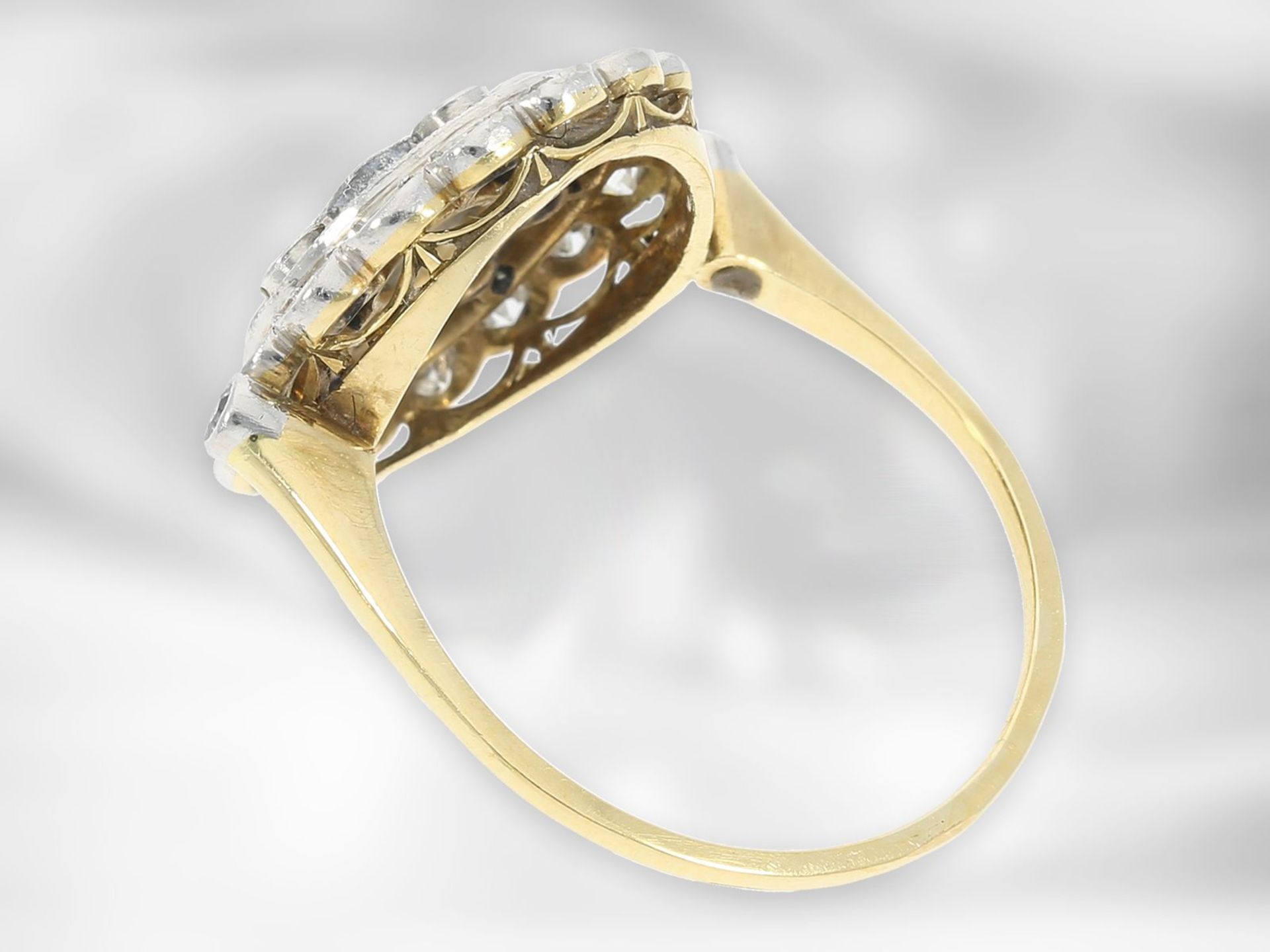 Ring: seltener, antiker Saphir/Diamant-Blütenring, um 1900 - Bild 3 aus 3