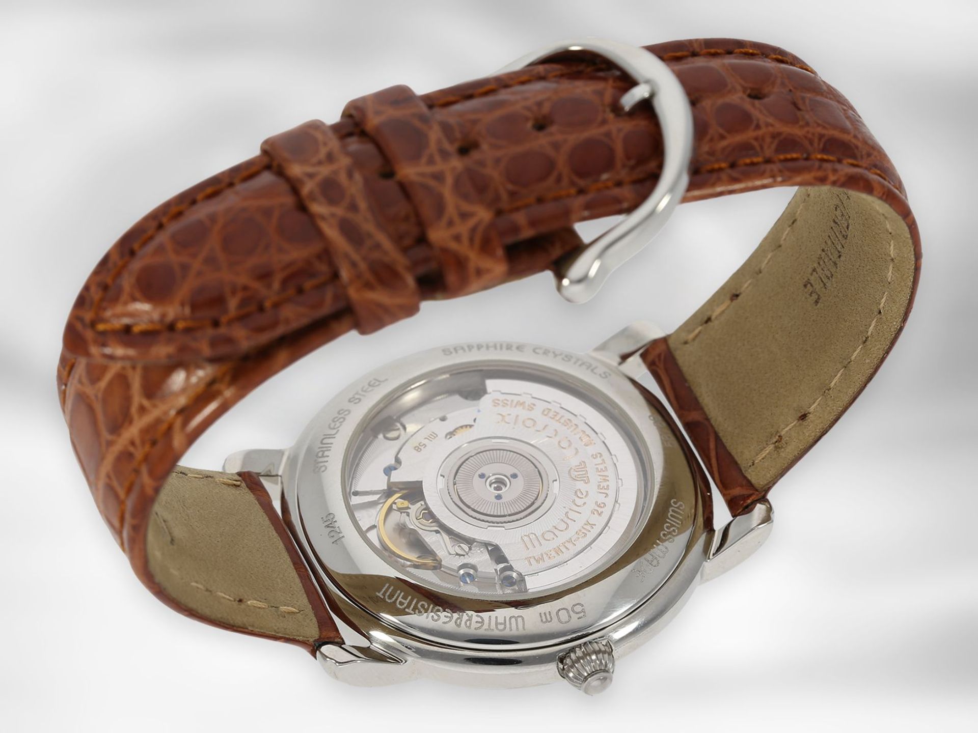 Armbanduhr: edle Herrenuhr in Edelstahl, Maurice Lacroix Ref. 58789 "Masterpiece Grand Guichet", mit - Bild 2 aus 4