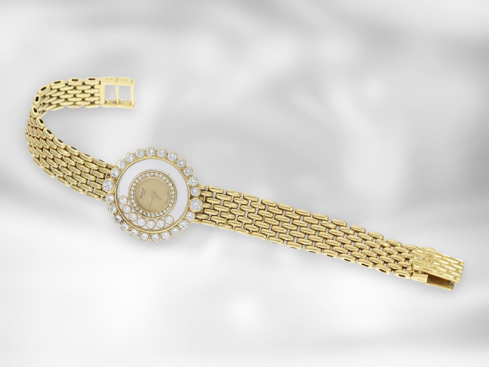 Armbanduhr: luxuriöse Damenuhr Chopard Happy Diamonds, Ref. 4180, Schweiz, mit Zertifikat, gefertigt - Bild 2 aus 3