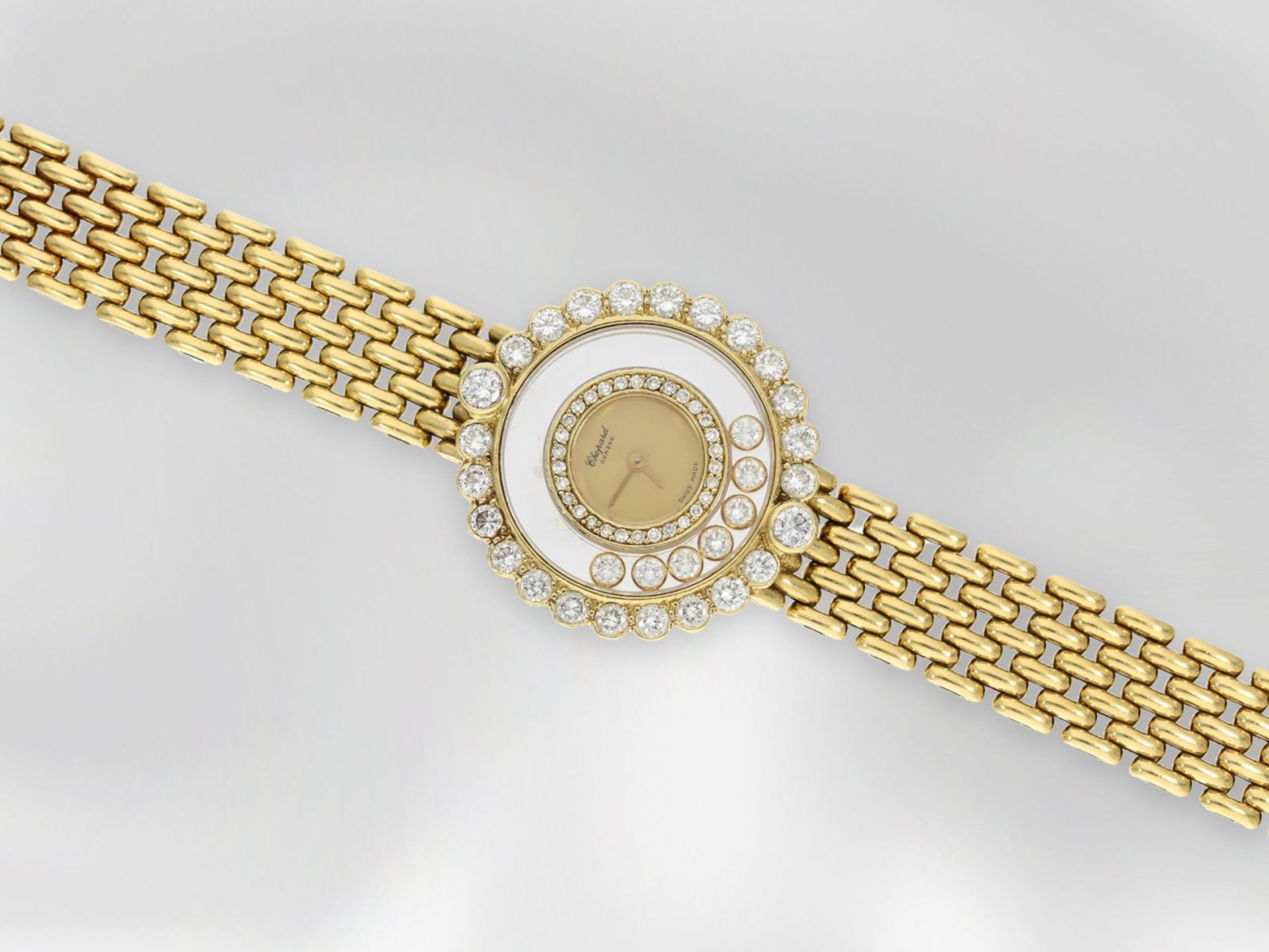 Armbanduhr: luxuriöse Damenuhr Chopard Happy Diamonds, Ref. 4180, Schweiz, mit Zertifikat, gefertigt