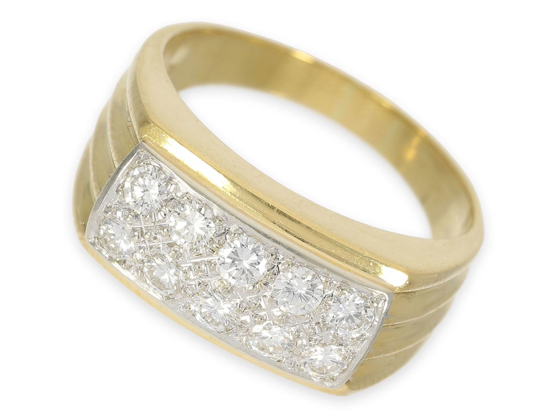 Ring: breiter Brillant-Goldschmiedering , ca. 0,6ct - Bild 2 aus 3