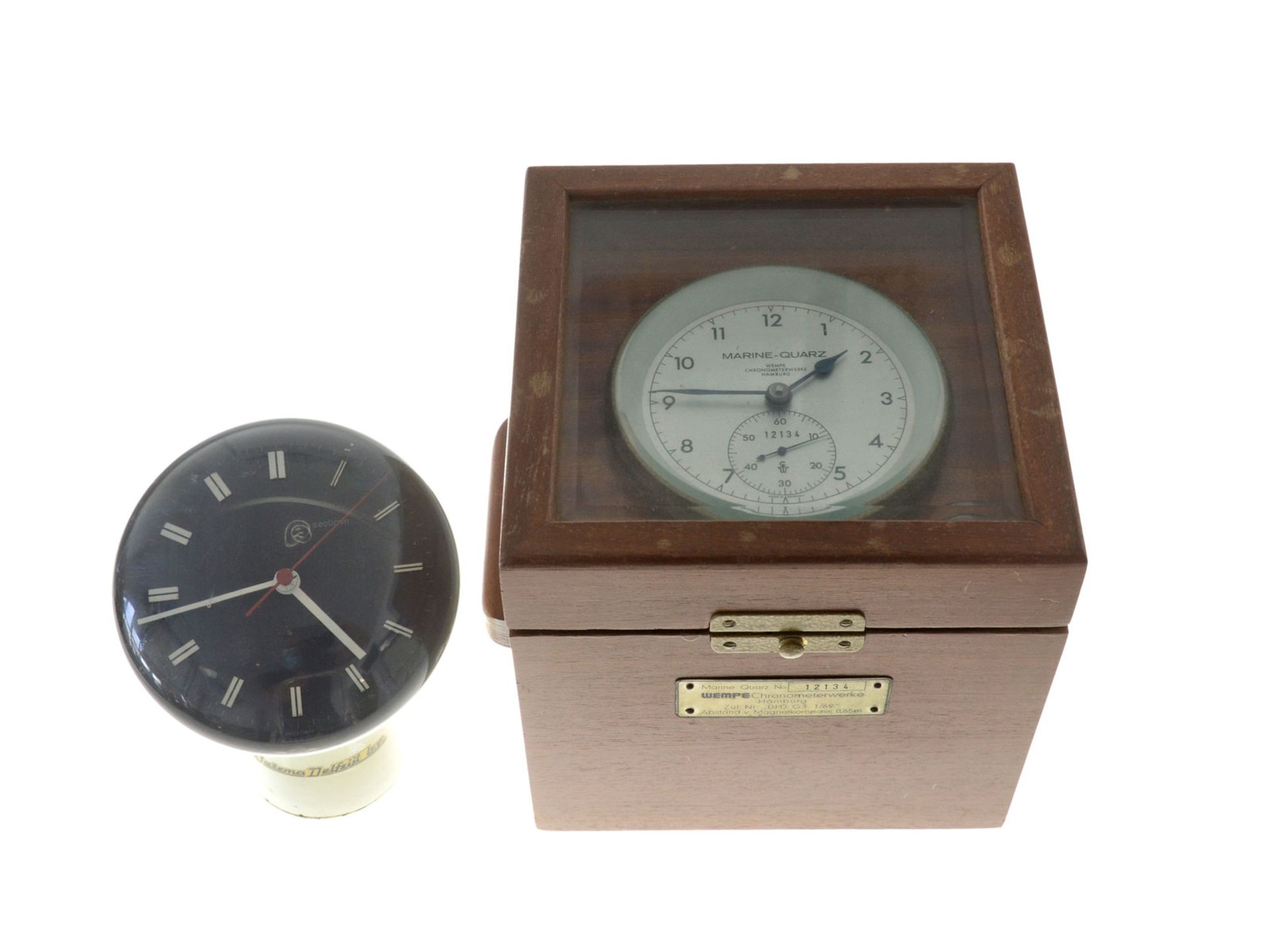 Tischuhr/Marinechronometer: seltenes Chronometerset aus Wempe Marinechronometer und