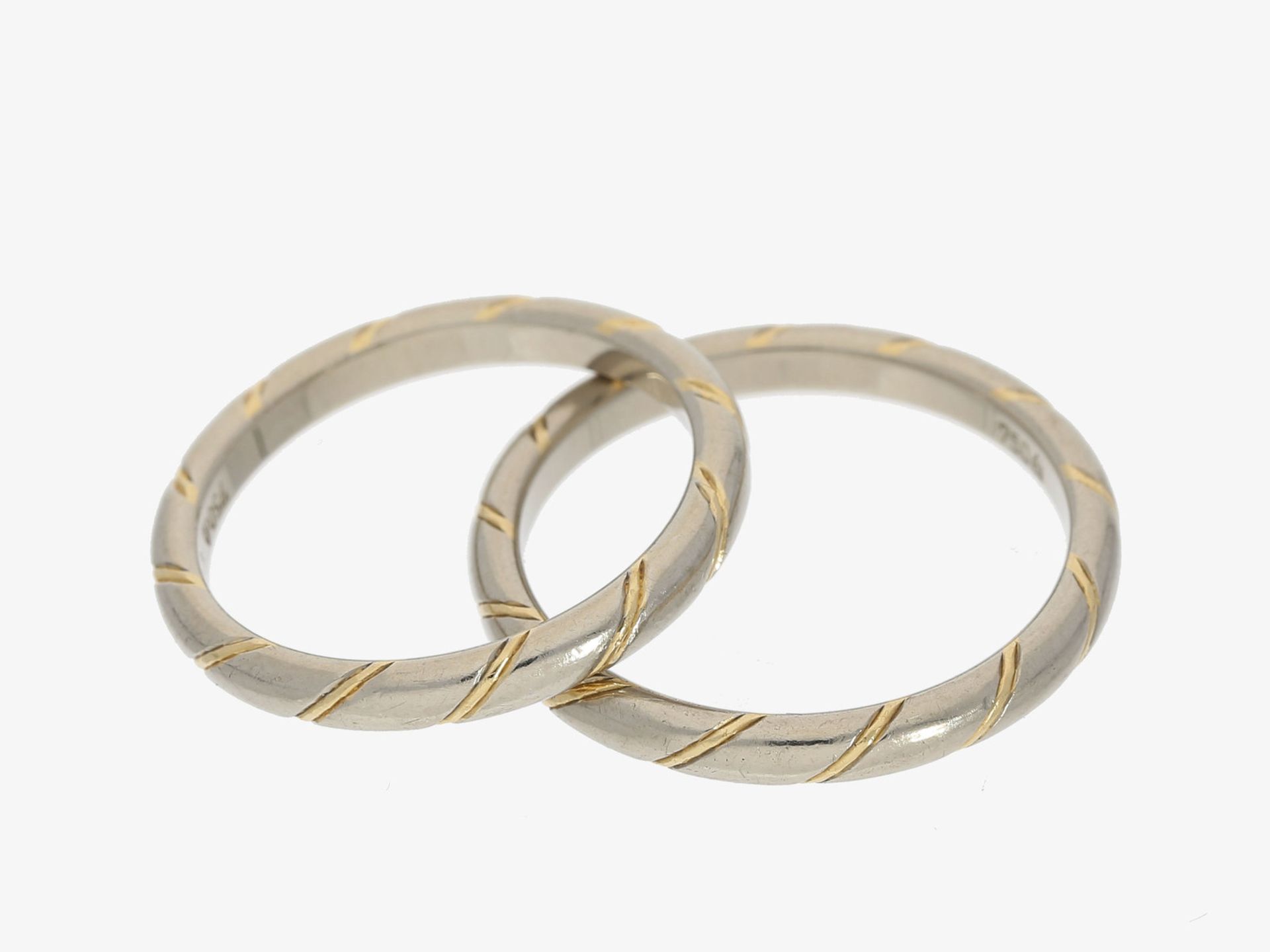 Ring: 1 Paar dekorative vintage Trauringe, 18K Gold