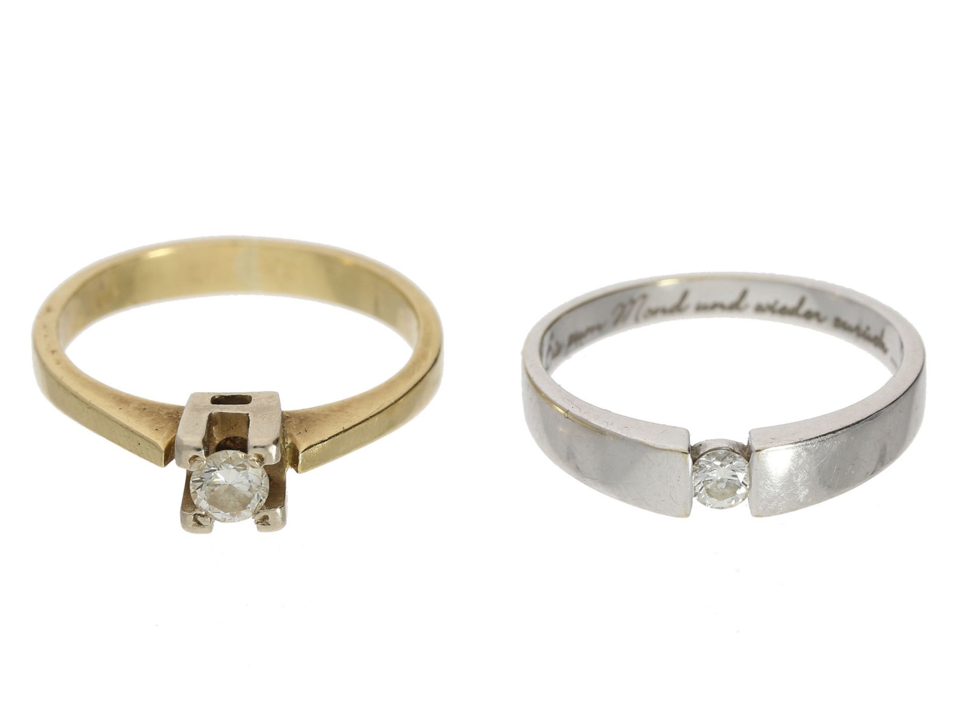 Ring: Konvolut bestehend aus 2 Brillant-Goldringen
