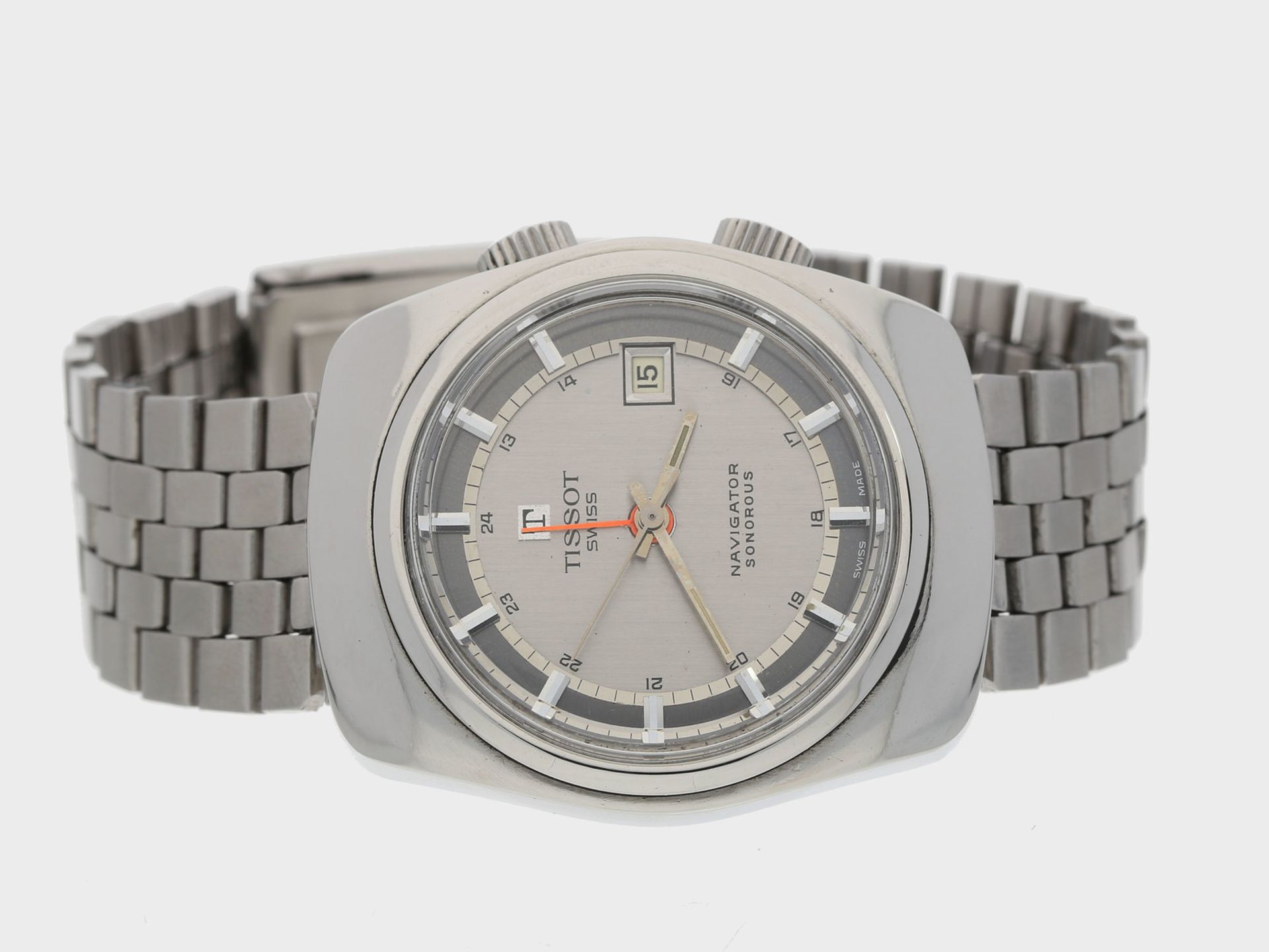 Armbanduhr: seltener vintage Armband-Wecker aus den 70er-Jahren, Tissot Navigator Sonorous