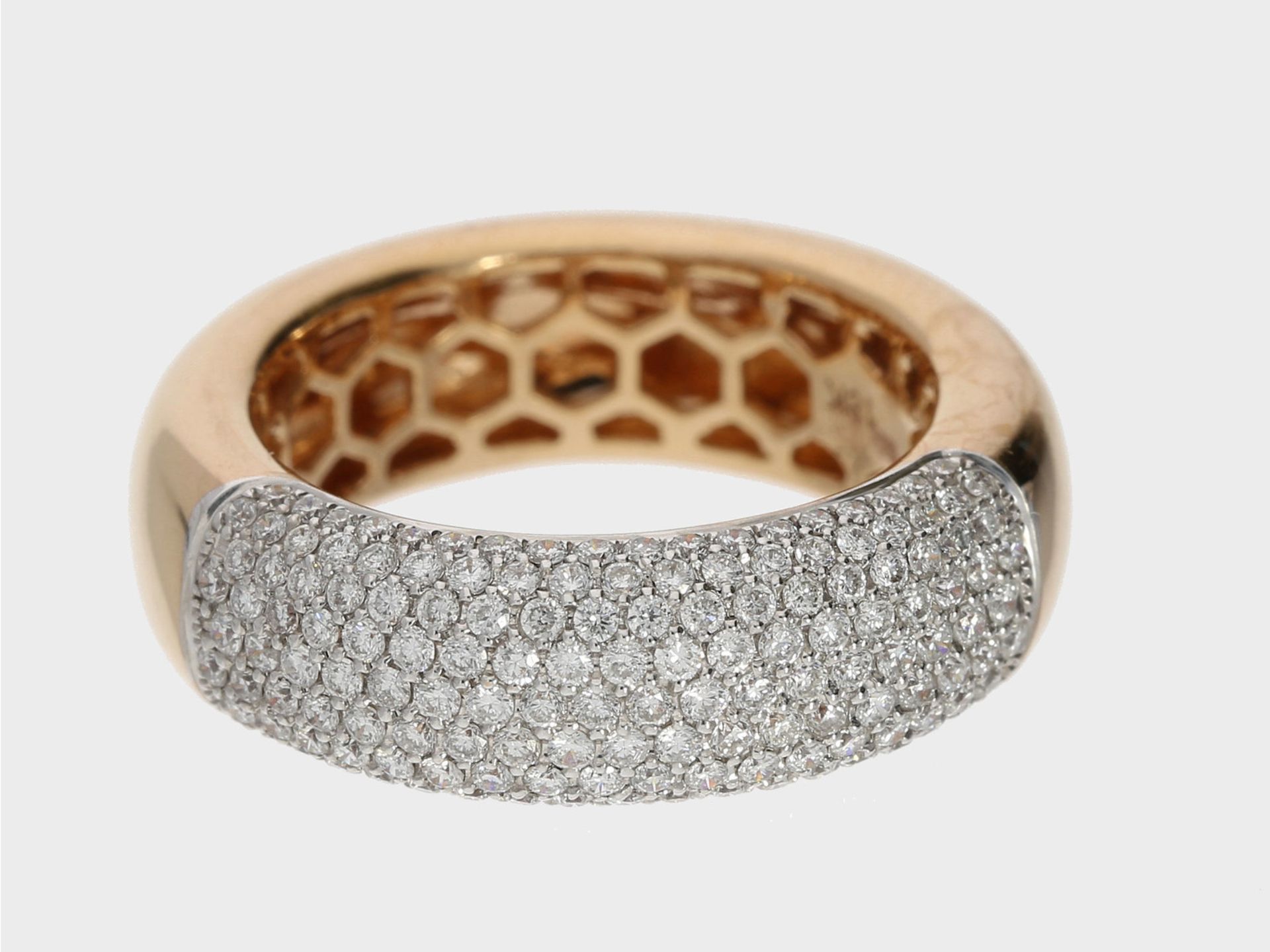 Ring: attraktiver moderner Roségoldring mit Brillanten, ca. 0,85ct, 18K Gold - Bild 4 aus 4