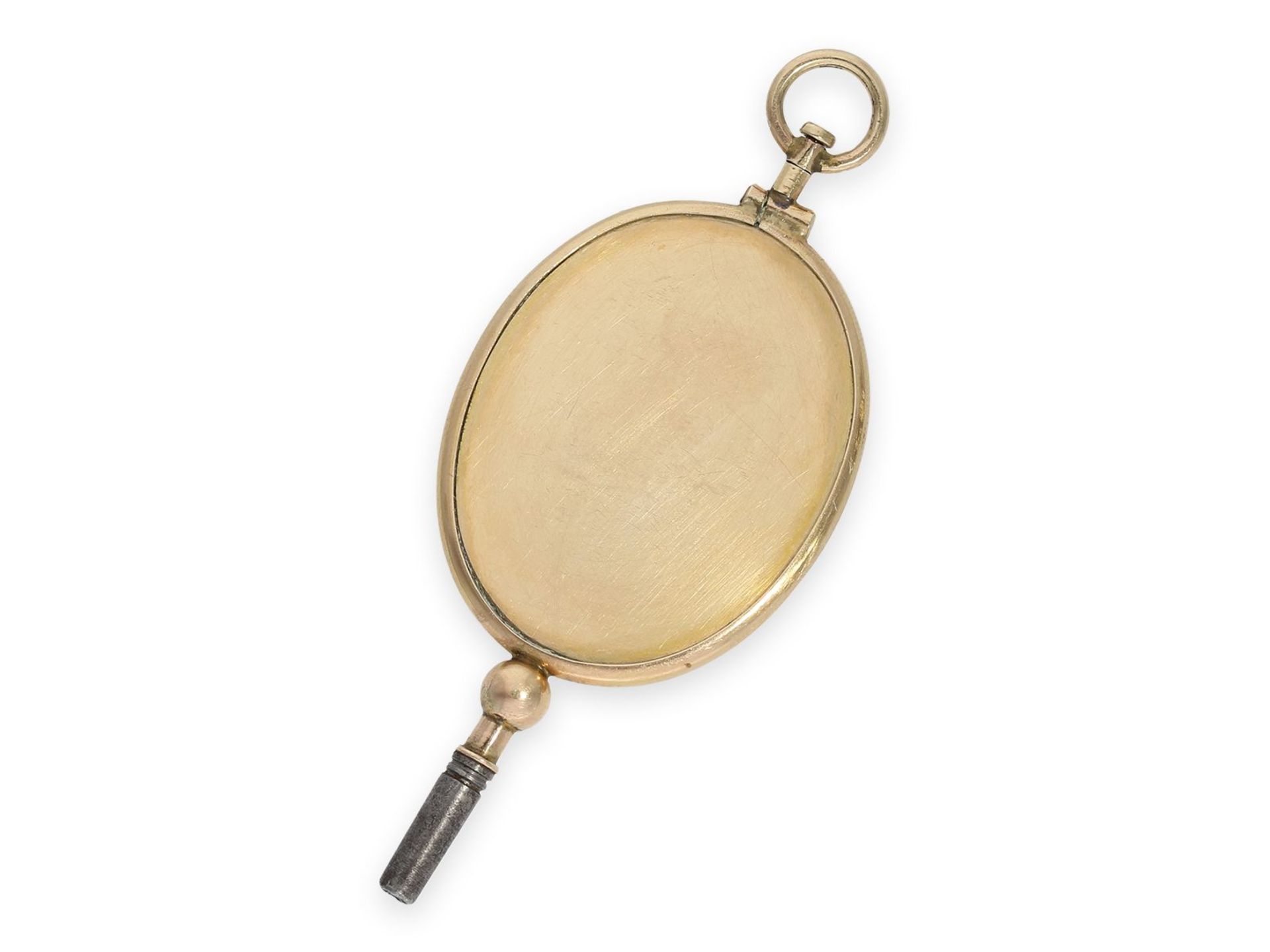 Taschenuhrenschlüssel: museale Rarität, großer goldener Spindeluhrenschlüssel mit seltenem - Bild 2 aus 2