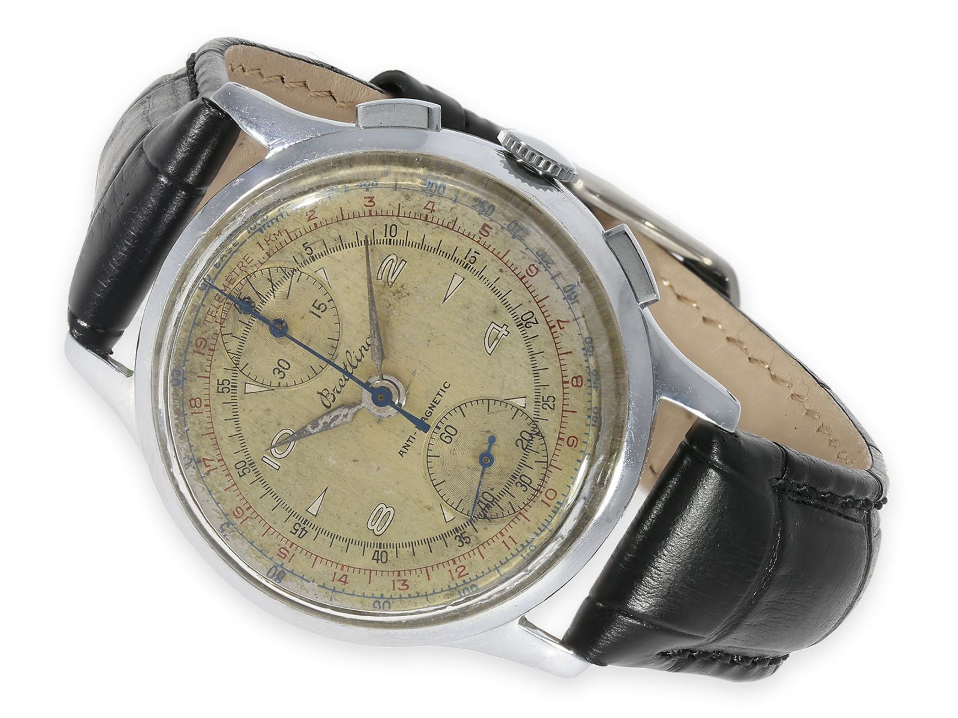 Armbanduhr: früher Breitling Stahl-Chronograph Ref. 178, ca.1945