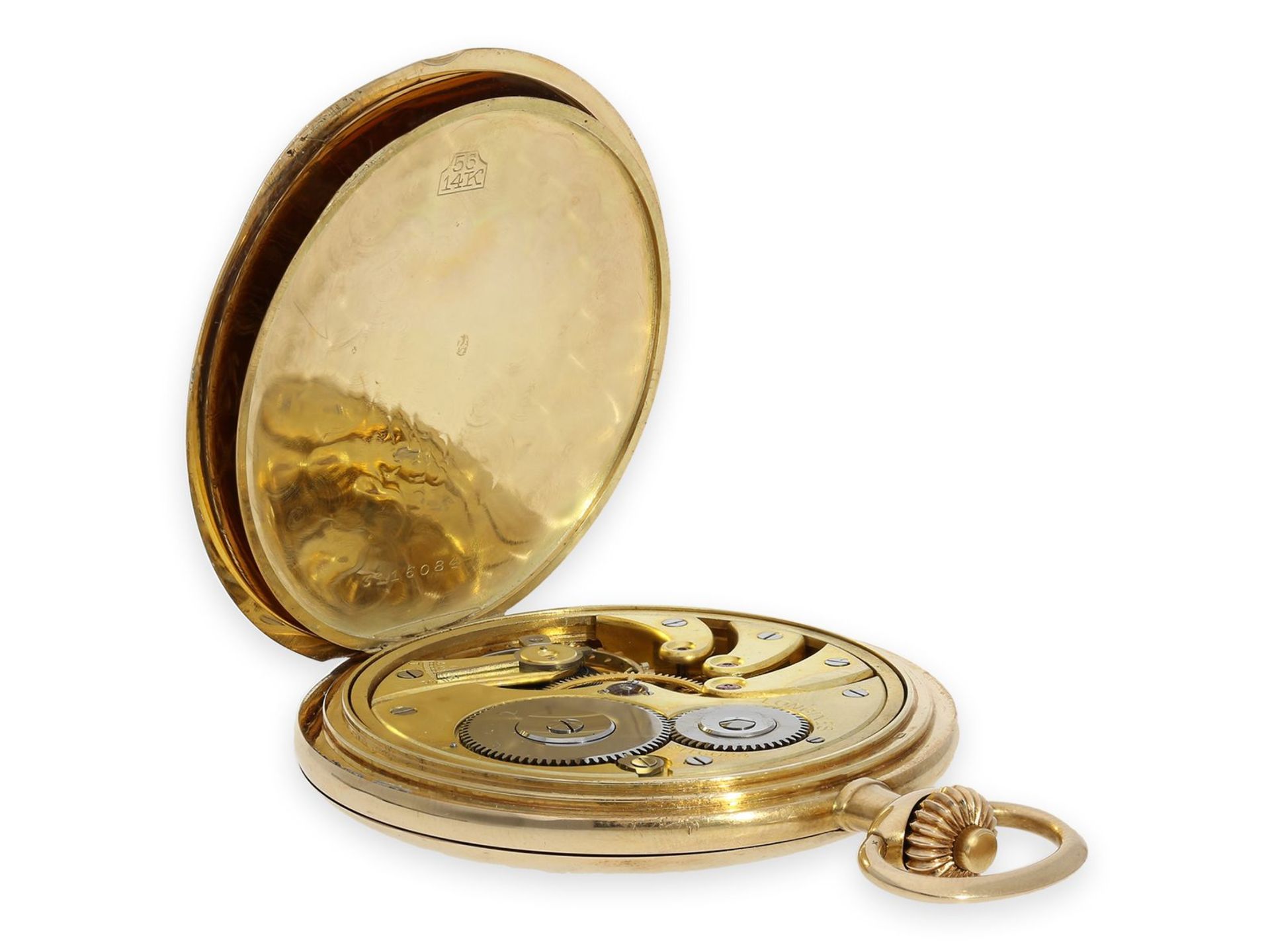 Taschenuhr: qualitätsvolle Goldsavonnette der Marke Longines, Ankerchronometer Kaliber 19.80, ca. - Bild 3 aus 7