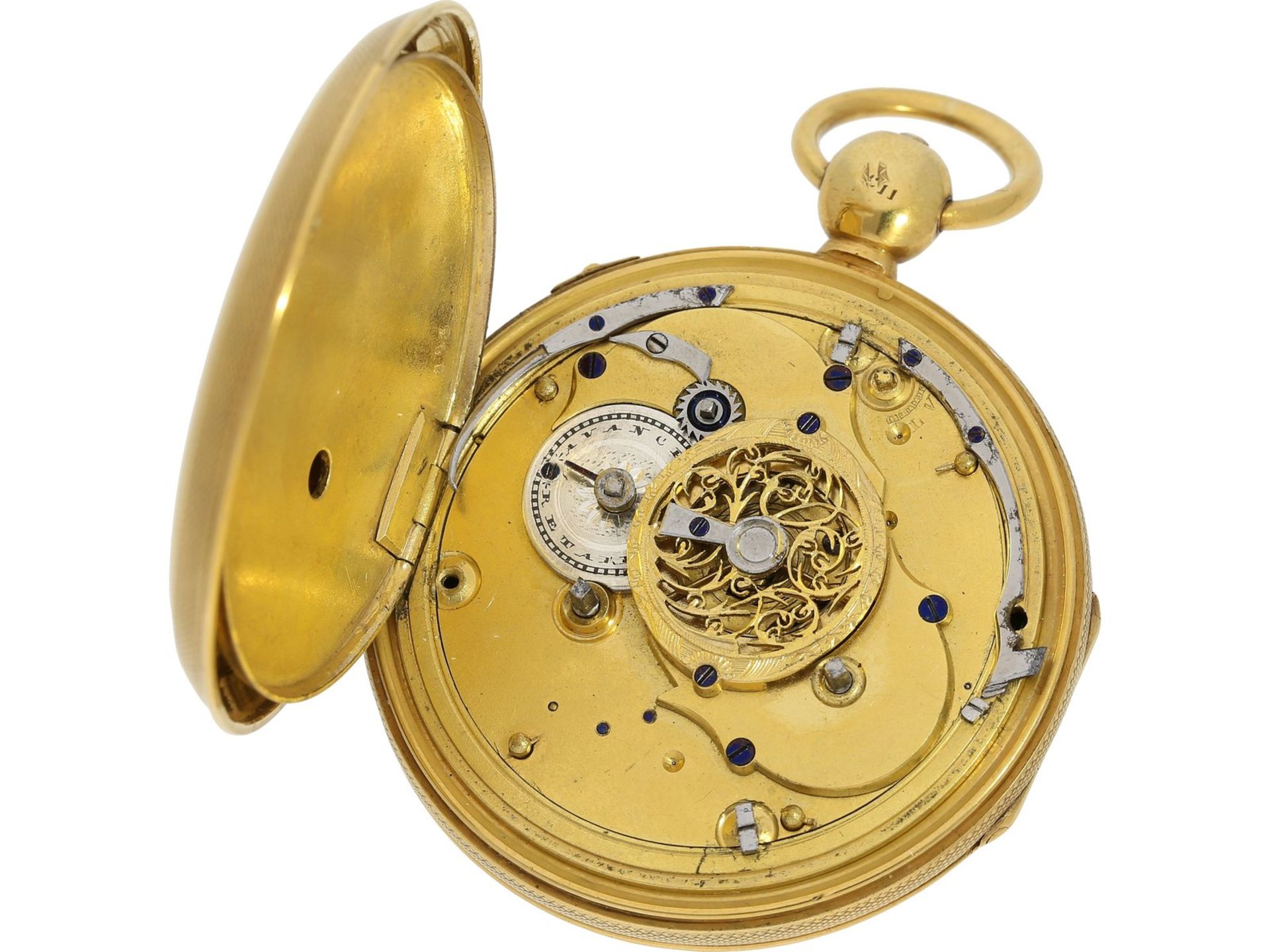 Taschenuhr: hochfeine französische Clockwatch mit Stunden-Repetition und Halbstunden-Selbstschlag, - Bild 3 aus 3