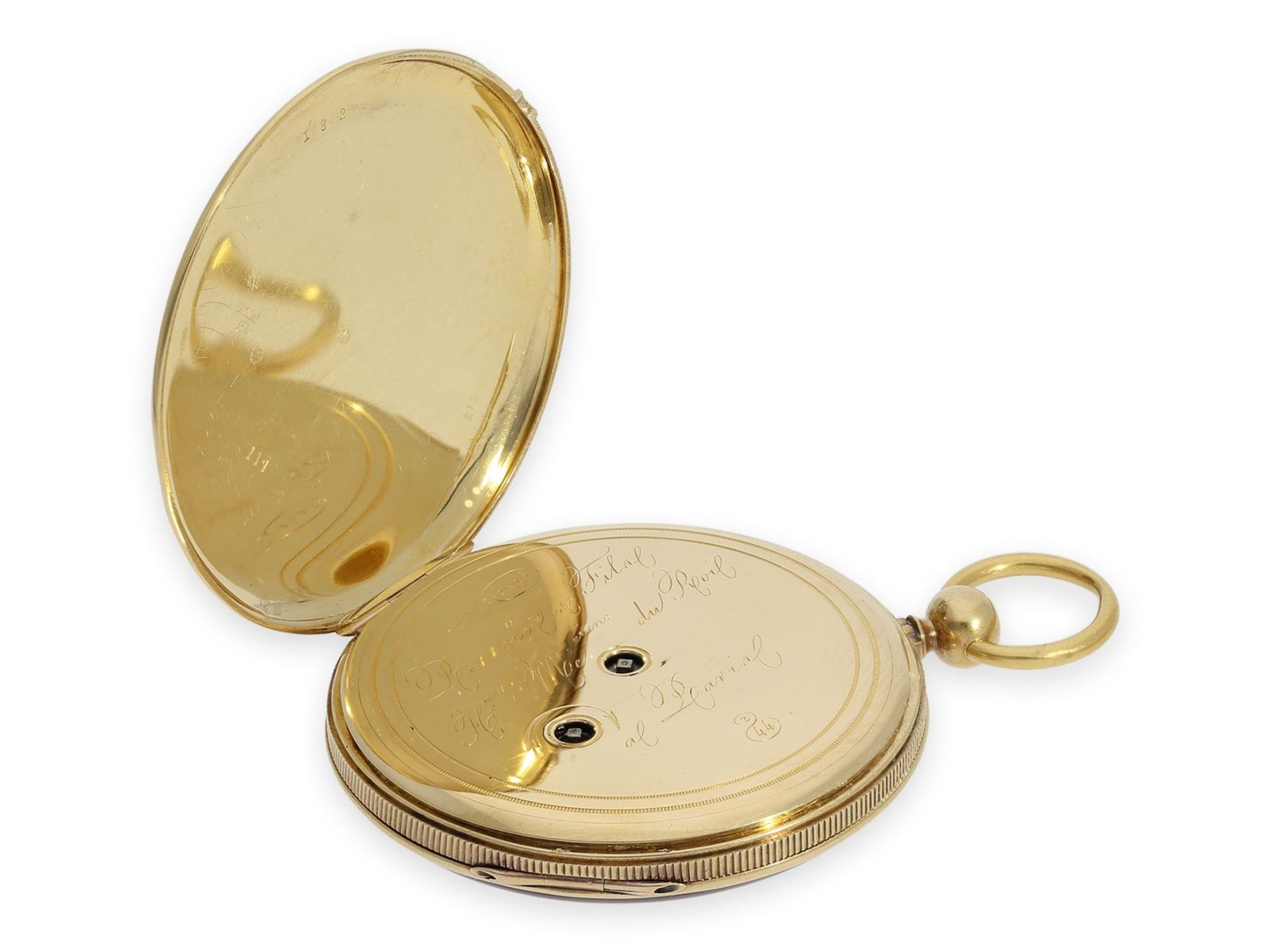 Taschenuhr: französische Lepine von sehr feiner Qualität mit Schlagwerk, königlicher Uhrmacher - Bild 4 aus 6
