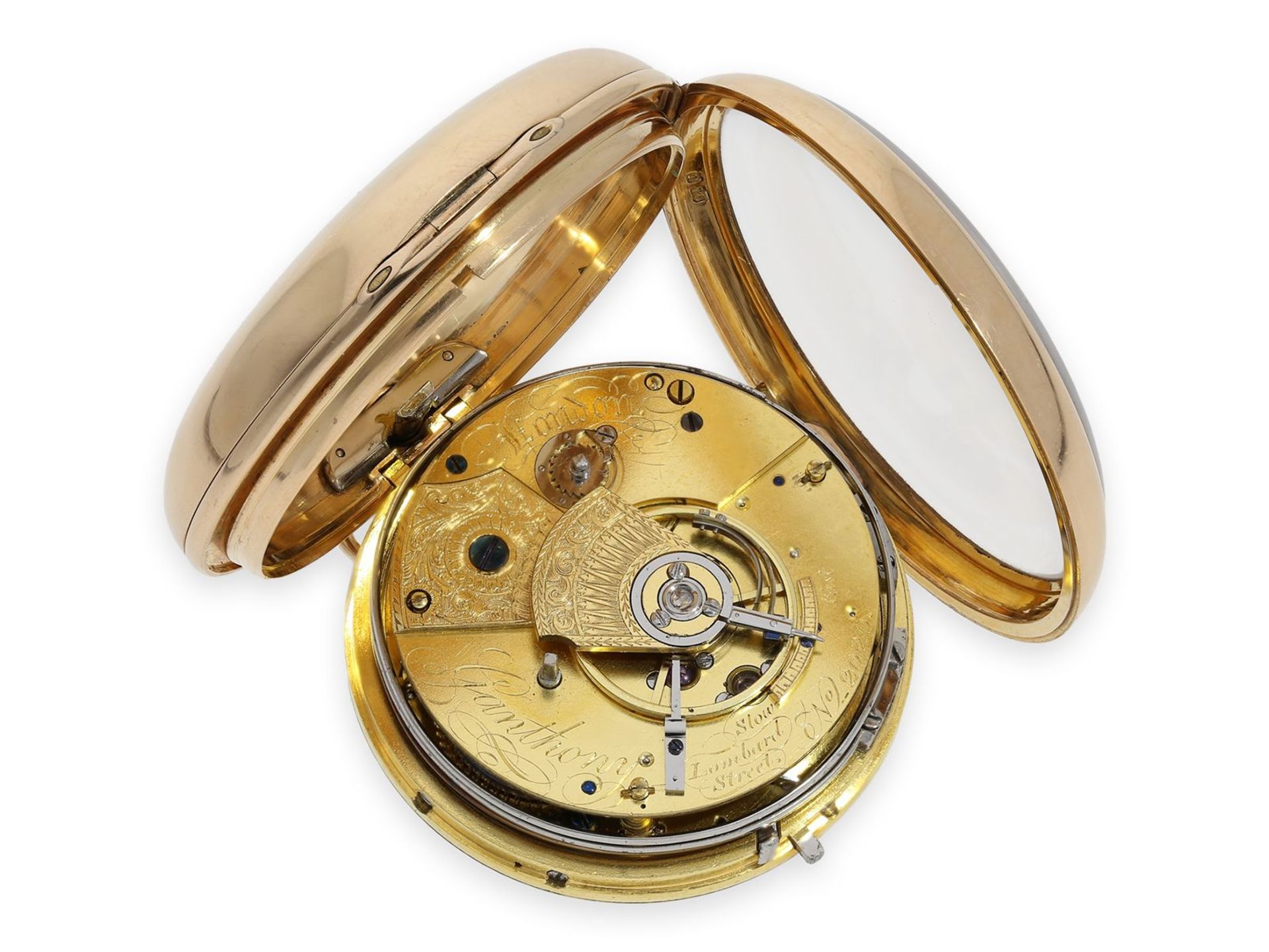 Taschenuhr: schweres englisches Taschenchronometer mit Repetition, fantastische Qualität, Richard - Bild 2 aus 7