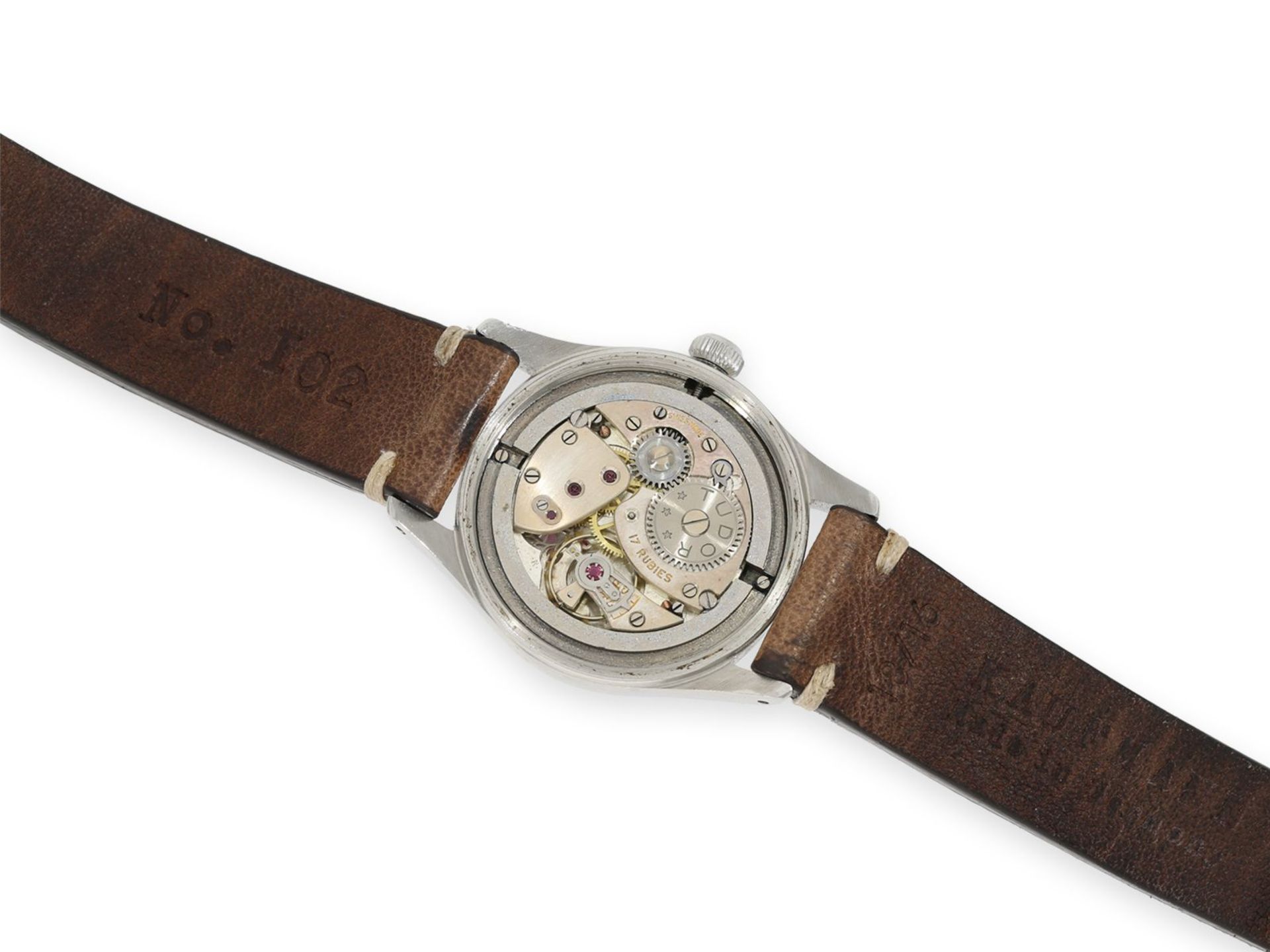 Armbanduhr: sehr schöne, seltene vintage Herrenuhr in Stahl, Tudor Oyster Ref. 4463, ca.1950 - Bild 3 aus 4