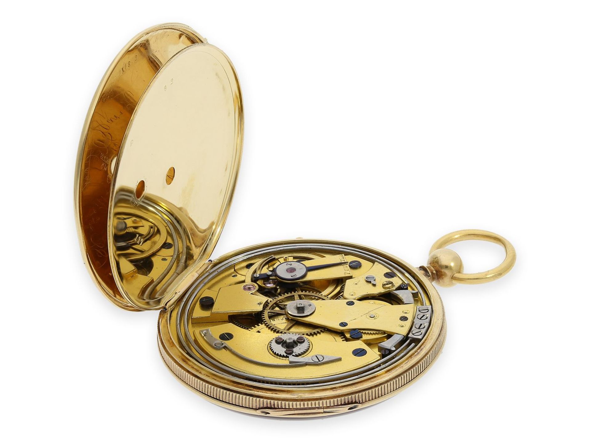 Taschenuhr: französische Lepine von sehr feiner Qualität mit Schlagwerk, königlicher Uhrmacher - Bild 3 aus 6