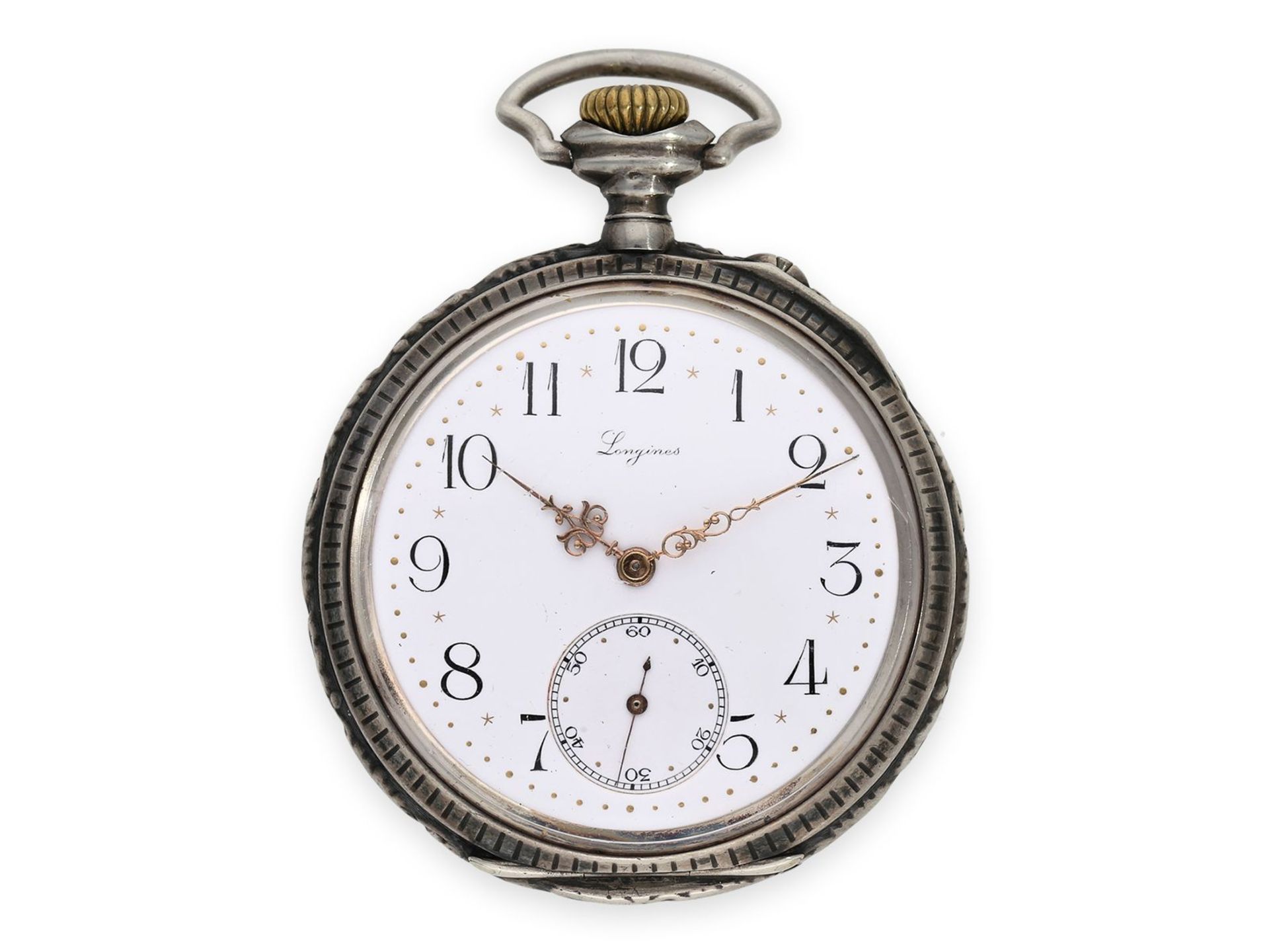 Taschenuhr: seltene, ganz frühe Longines Schützenuhr mit umfangreichem Zubehör, Winterthur 1895Ca. - Bild 2 aus 6