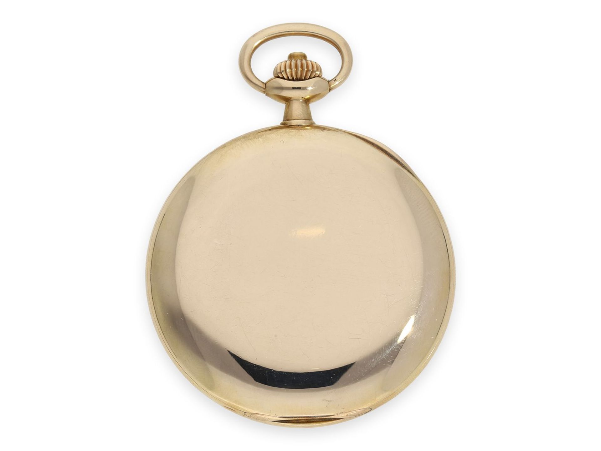 Taschenuhr: qualitätsvolle Goldsavonnette der Marke Longines, Ankerchronometer Kaliber 19.80, ca. - Image 7 of 7
