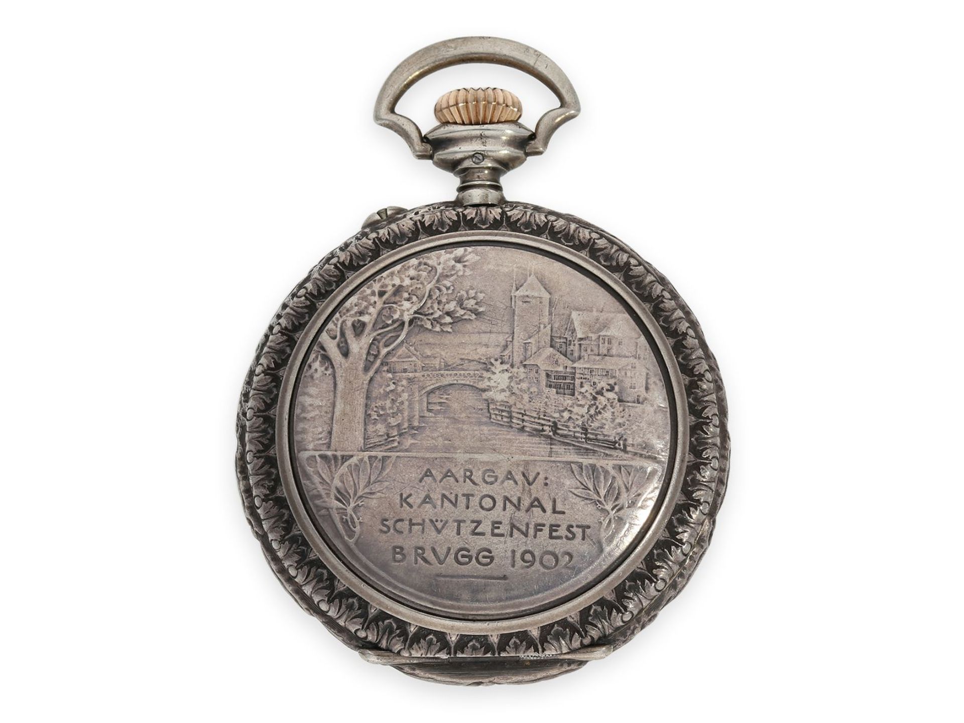 Taschenuhr: sehr seltene Longines Schützenuhr, Aargau Kantonal Brugg 1902 - Bild 4 aus 6