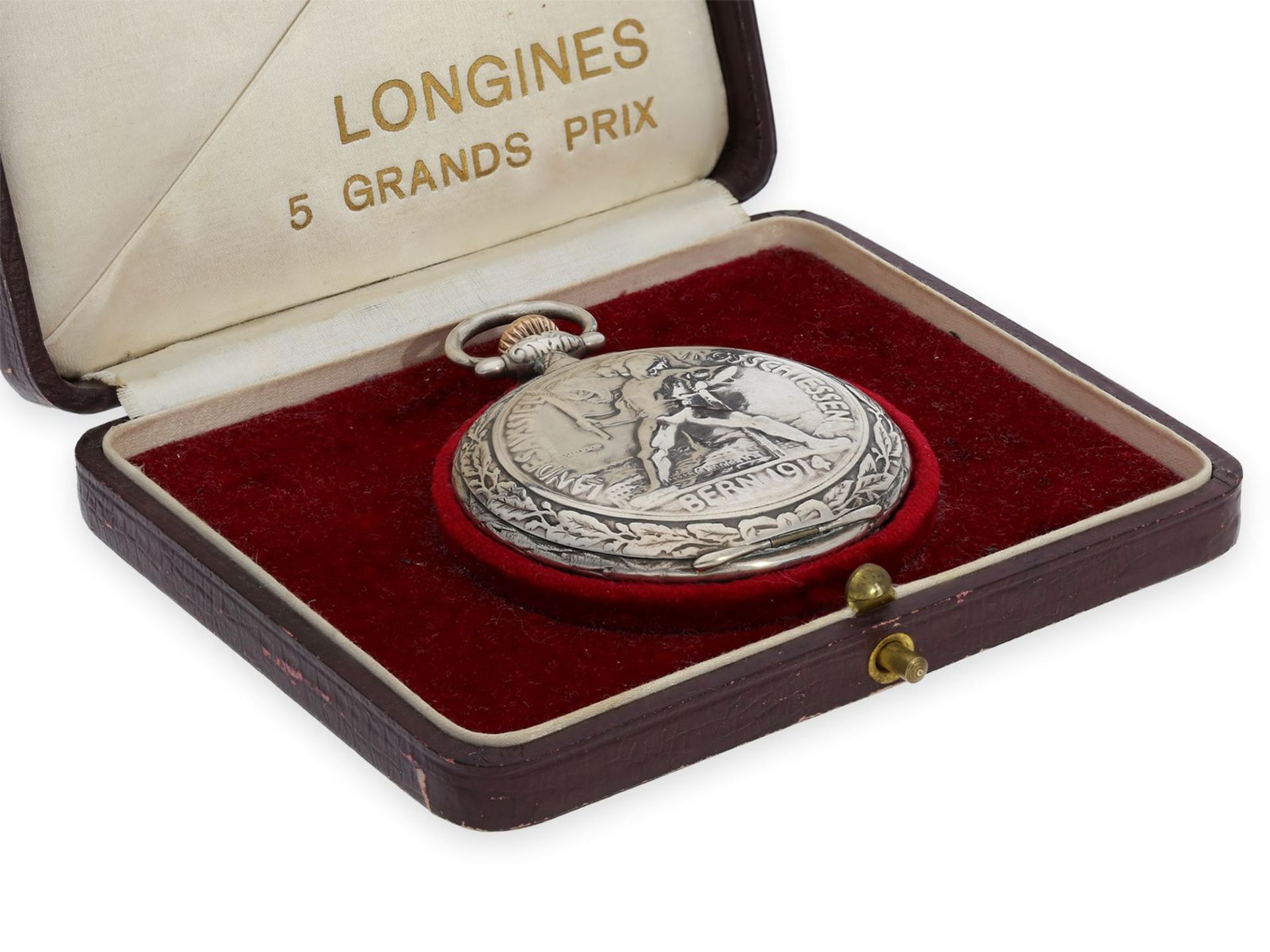 Taschenuhr: seltene Longines Schützenuhr Bern 1914 mit dazugehöriger schwerer silberner Uhrenkette - Bild 9 aus 9