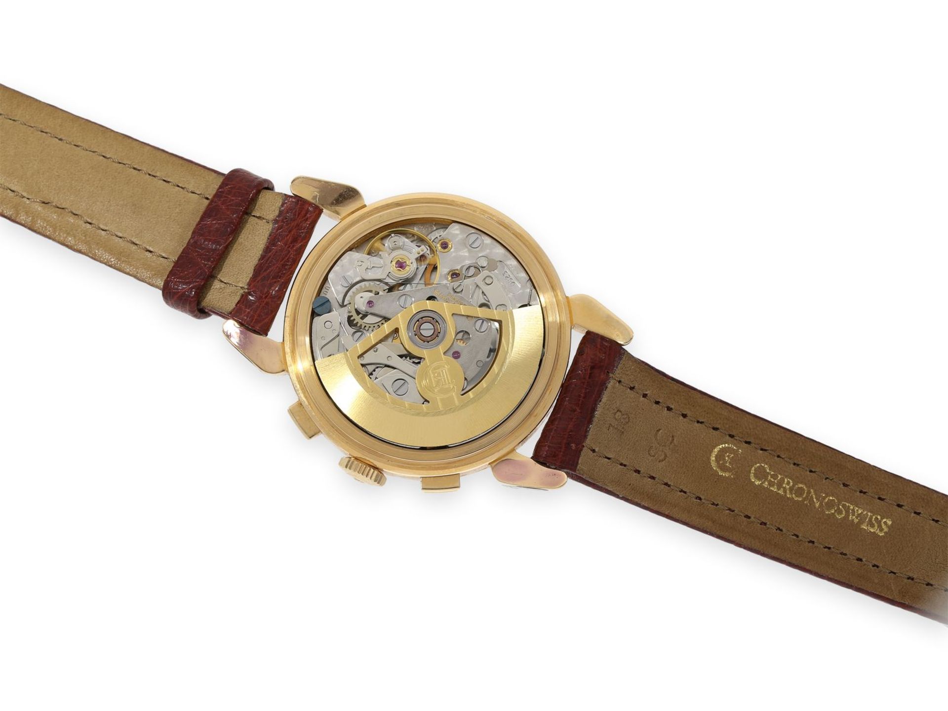 Armbanduhr: neuwertiger, sehr hochwertiger Chronoswiss Chronograph in 18K Roségold, Ref. 7441, - Bild 2 aus 4