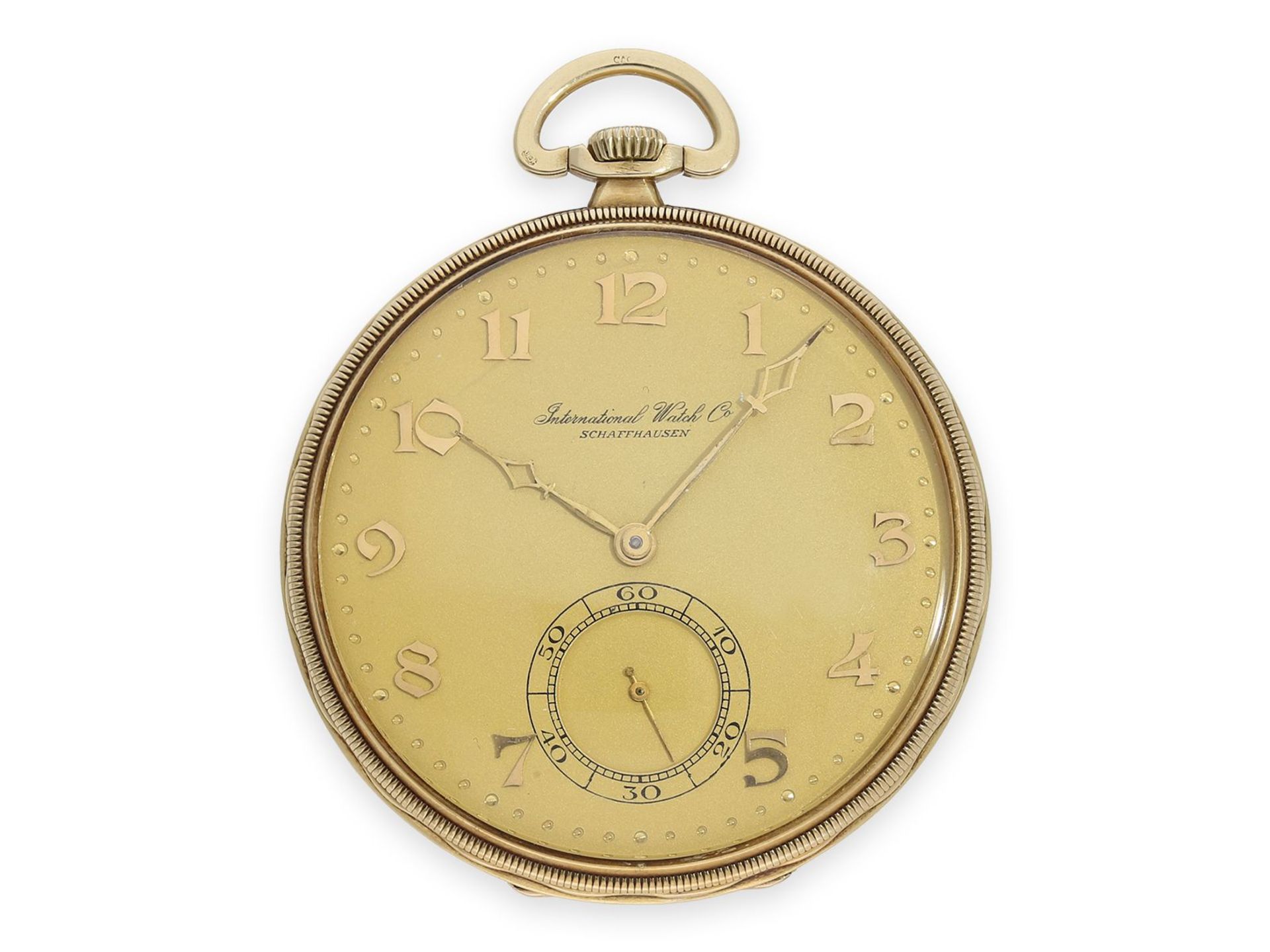 Taschenuhr: elegante IWC Frackuhr mit seltenen Breguet-Ziffern, ca. 1928