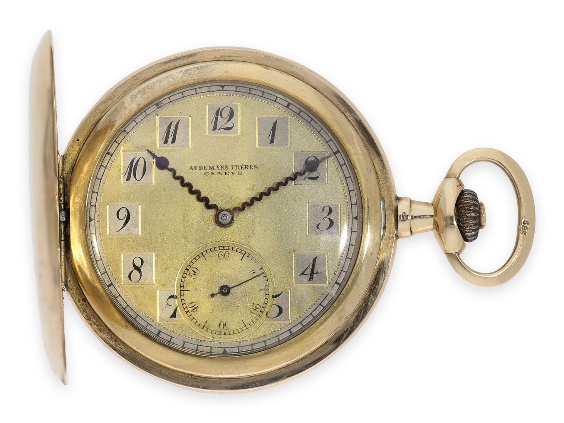 Taschenuhr: feine Genfer Goldsavonnette der Marke Audemars Freres No. 201689, ca. 1920