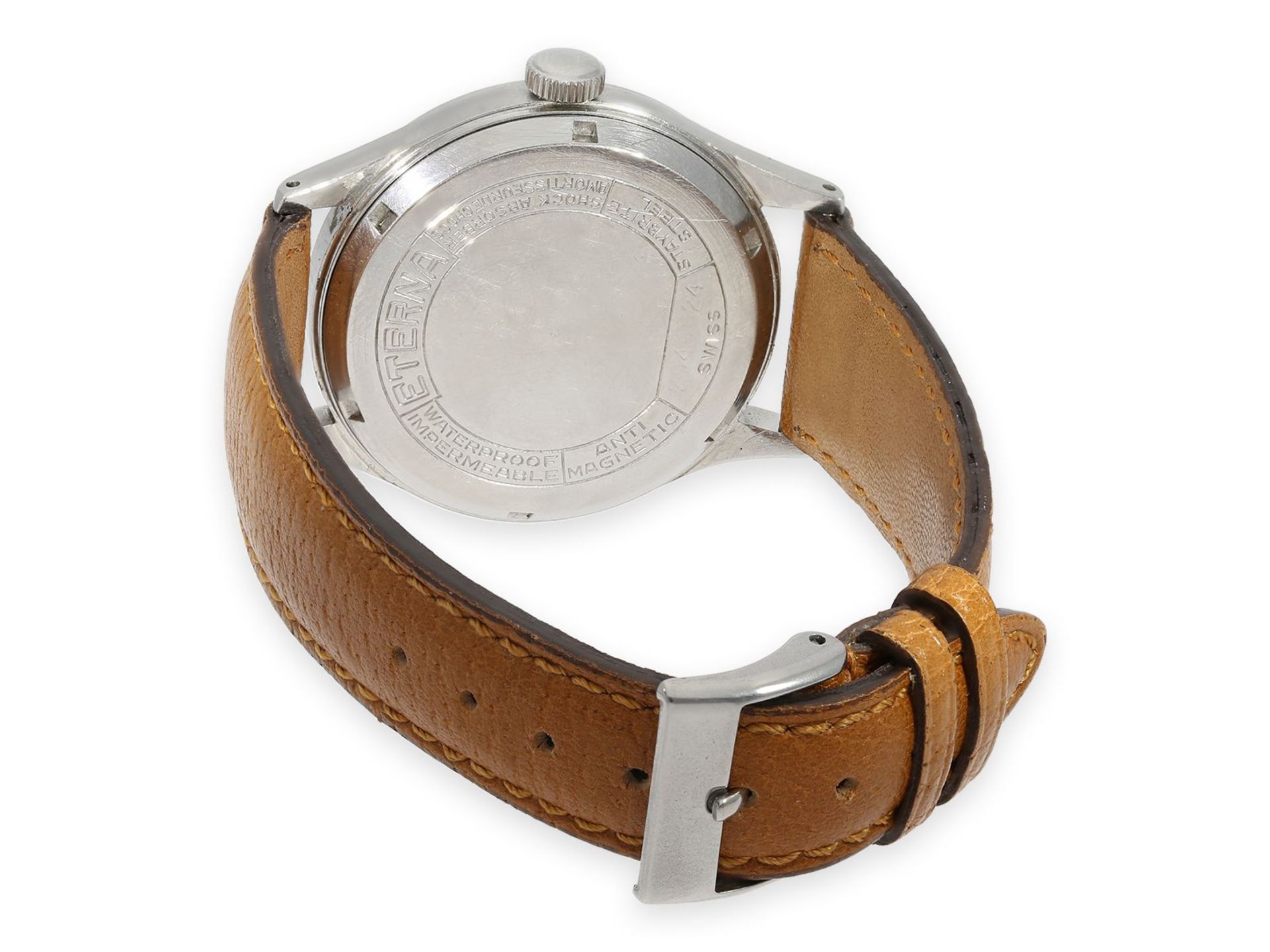 Armbanduhr: sehr seltene oversize Eterna mit Zentralsekunde und "Tropical Dial", 40er-Jahre - Bild 3 aus 4