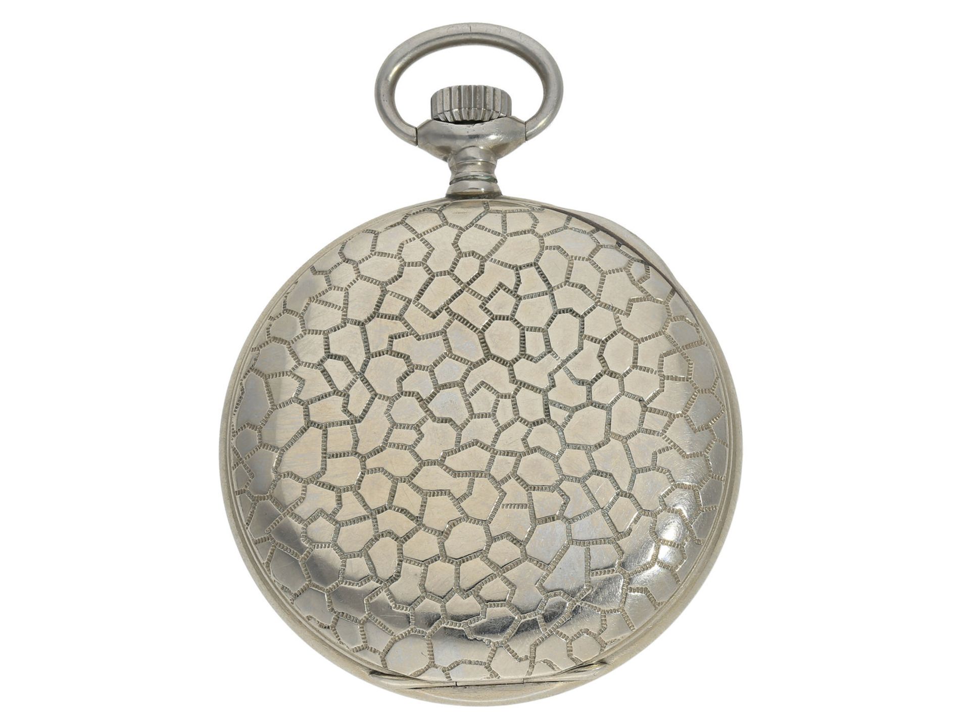 Taschenuhr: außergewöhnliche Longines Jugendstil-Herrentaschenuhr mit Reliefgehäuse, Uhrenkette - Image 2 of 6