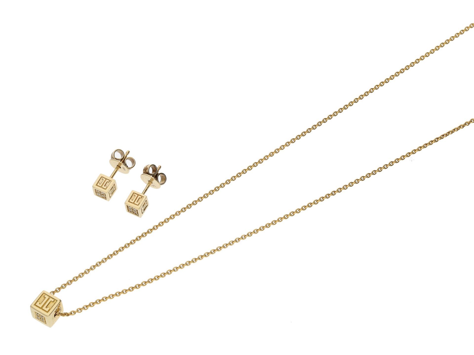 Kette/Collier/Ohrschmuck: hochwertiges und modernes Designer-Schmuck-Set von Jette Joop, 14K