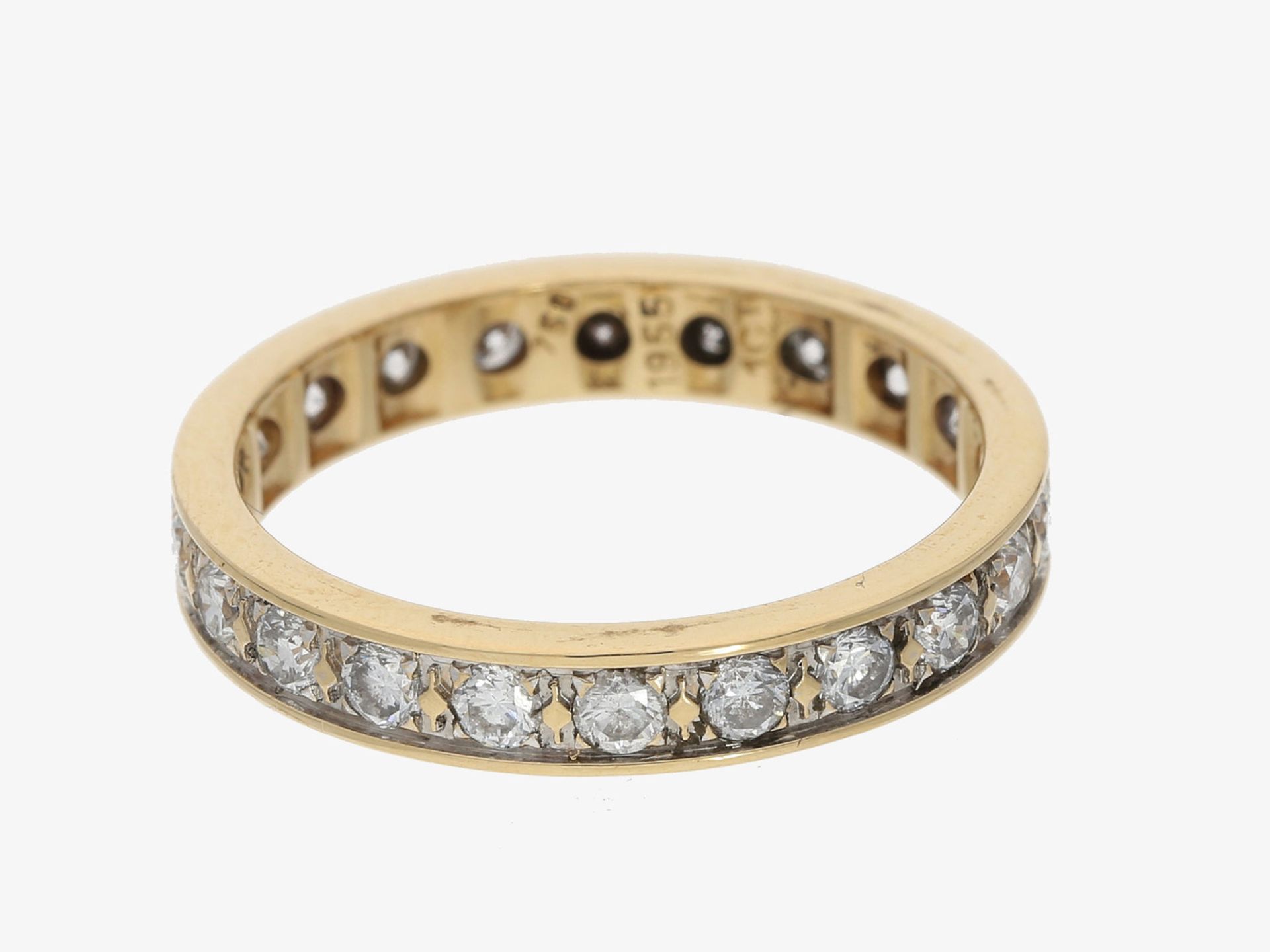 Ring: klassischer vintage Brillant/Memoire-Ring aus 18K Gold, 1ct Brillanten