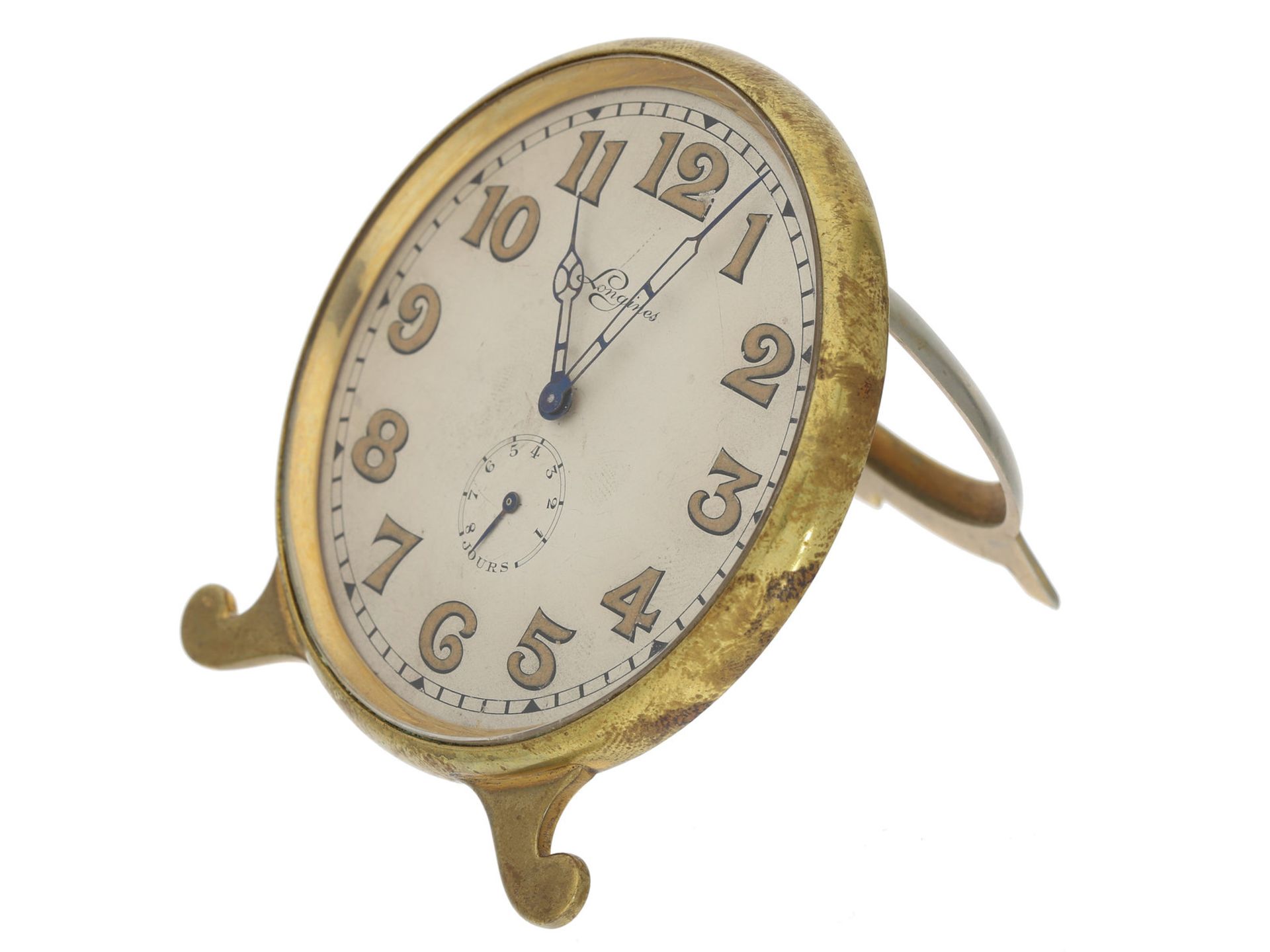 Taschenuhr: vintage 8-Tage-Schreibtischuhr, sog. Desk-Clock, Longines ca.1930 - Bild 2 aus 2