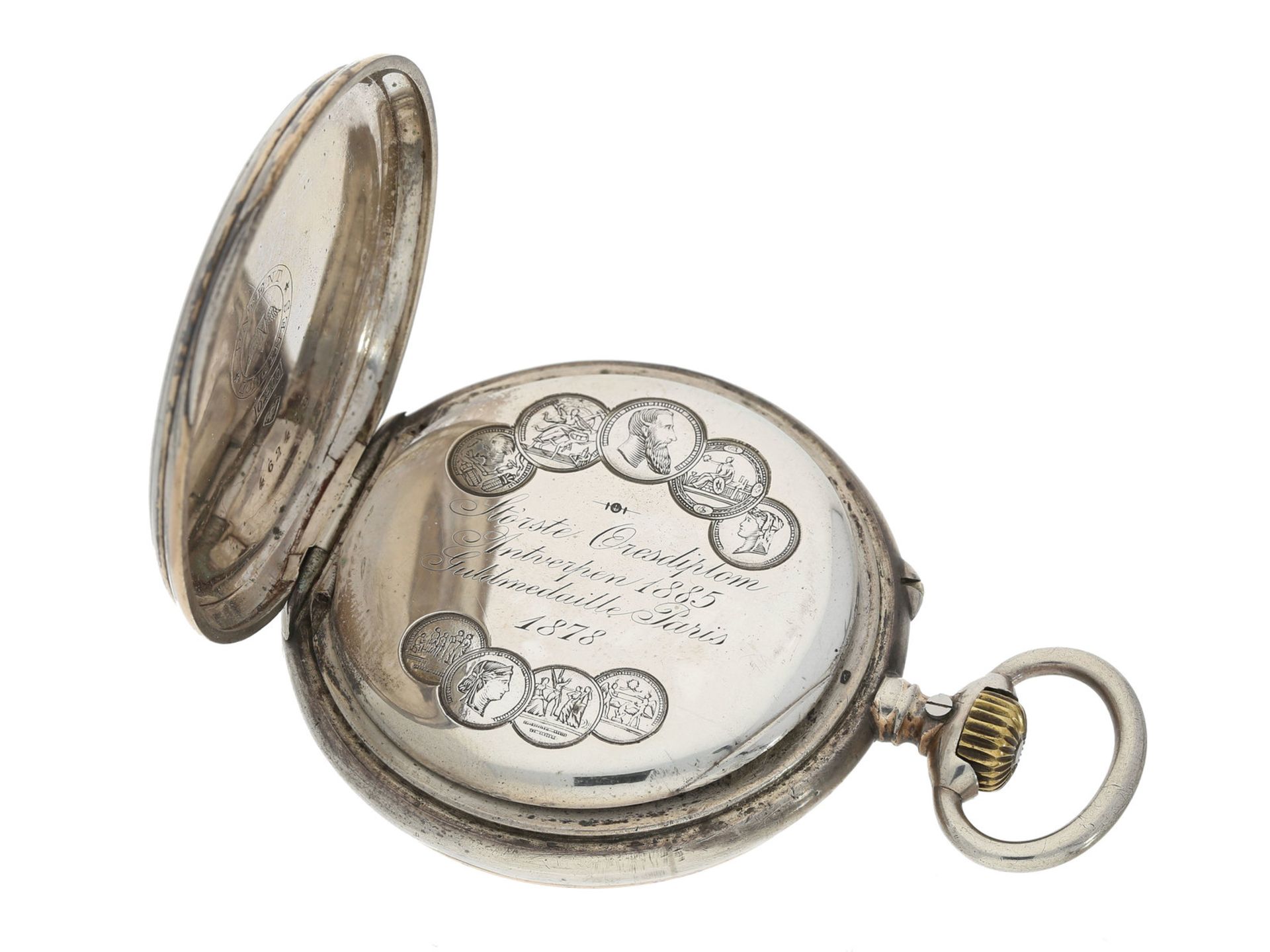 Taschenuhr: silberne Herrenuhr von Longines, ca. 1885 - Bild 2 aus 3