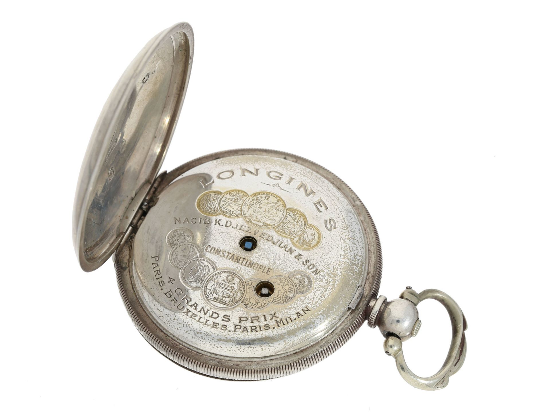 Taschenuhr: Longines Silbersavonnette, gefertigt für den osmanischen Markt, geliefert 1907 - Bild 3 aus 5