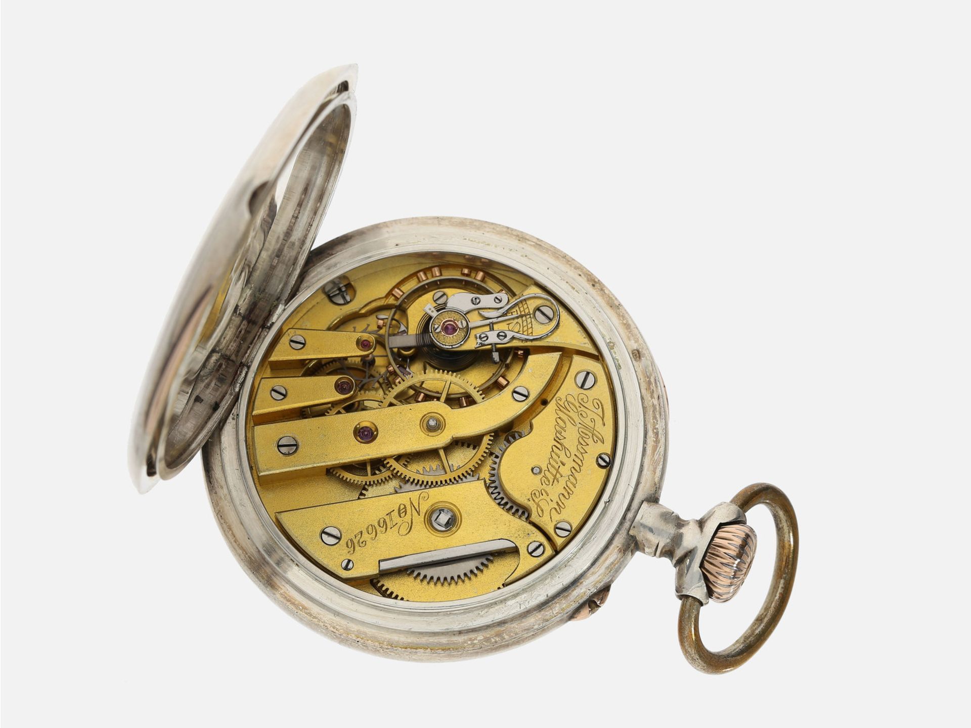 Taschenuhr: attraktive silberne Glashütter Präzisionstaschenuhr, Julius Assmann No. 16626, ca. - Bild 2 aus 2