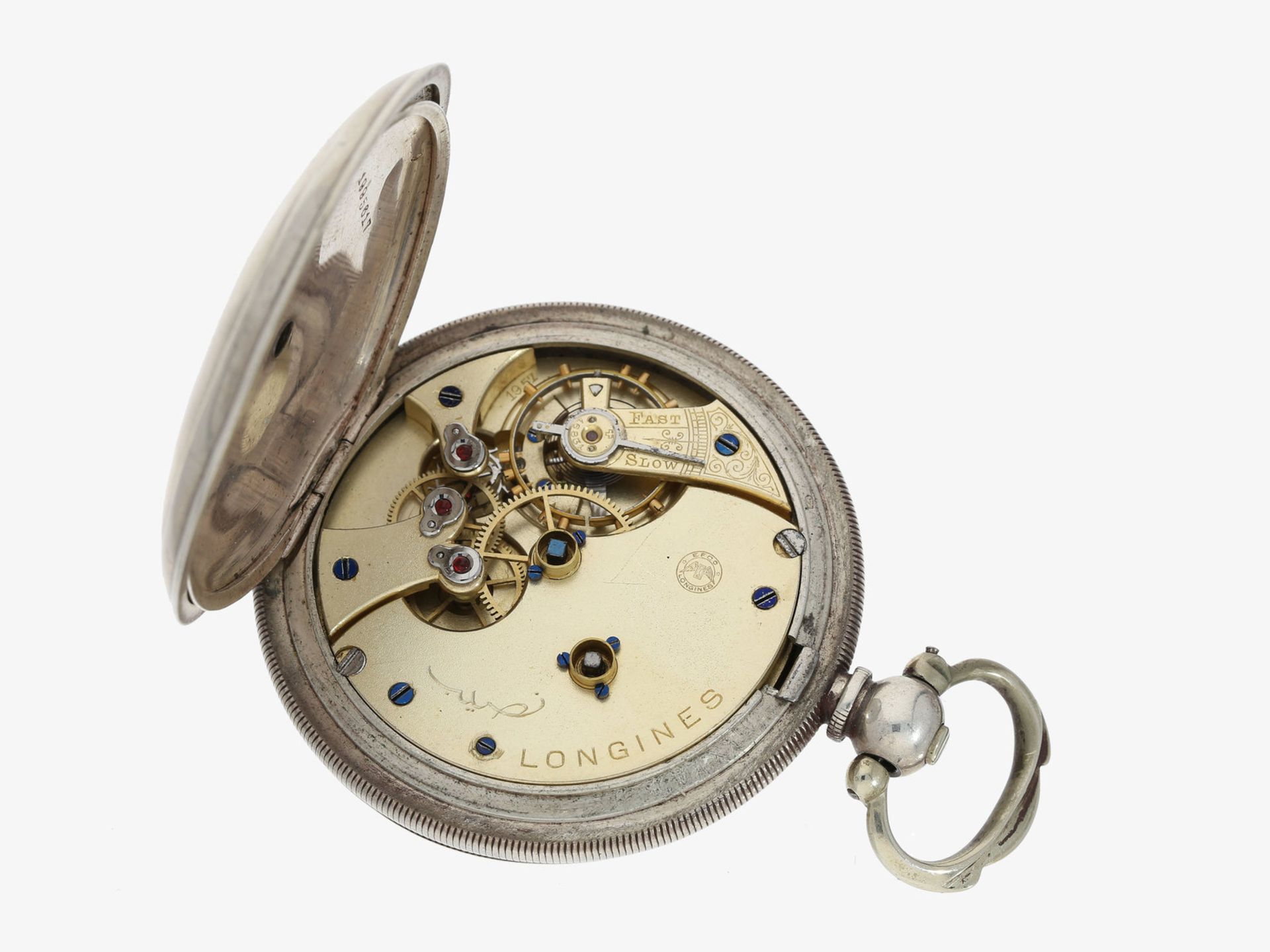 Taschenuhr: Longines Silbersavonnette, gefertigt für den osmanischen Markt, geliefert 1907 - Image 4 of 5