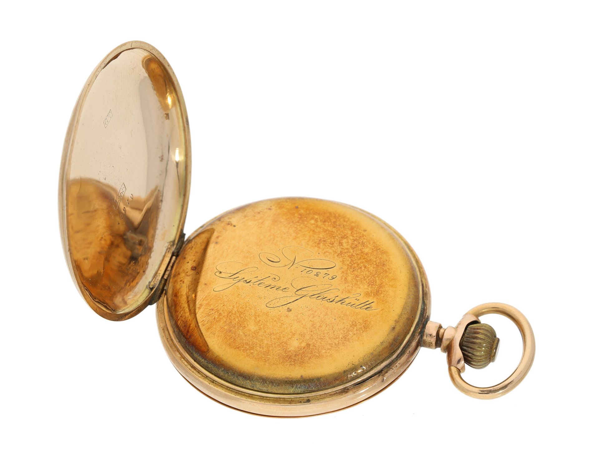 Taschenuhr: qualitätsvolle Goldsavonnette, um 1900, System Glashütte - Bild 3 aus 4