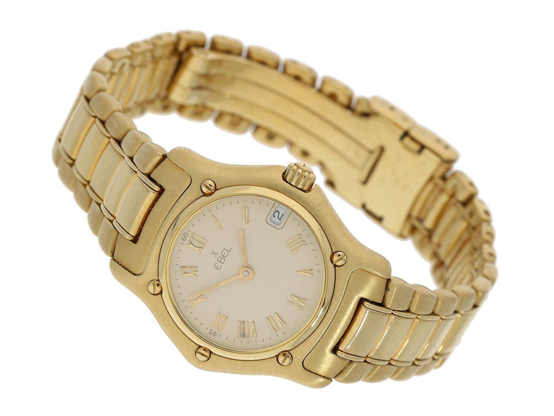 Armbanduhr: äußerst luxuriöse, sportliche Damenuhr, Ebel 1911 Ref. 888901, 18K Vollgold