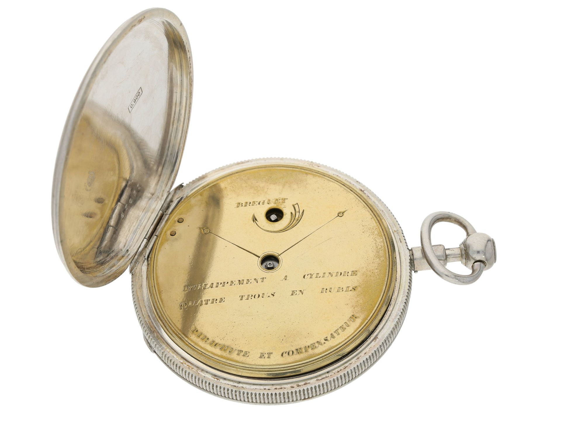 Taschenuhr: sehr attraktive und große Taschenuhr mit 1/4h-Repetition, ca. 1850 - Bild 3 aus 4