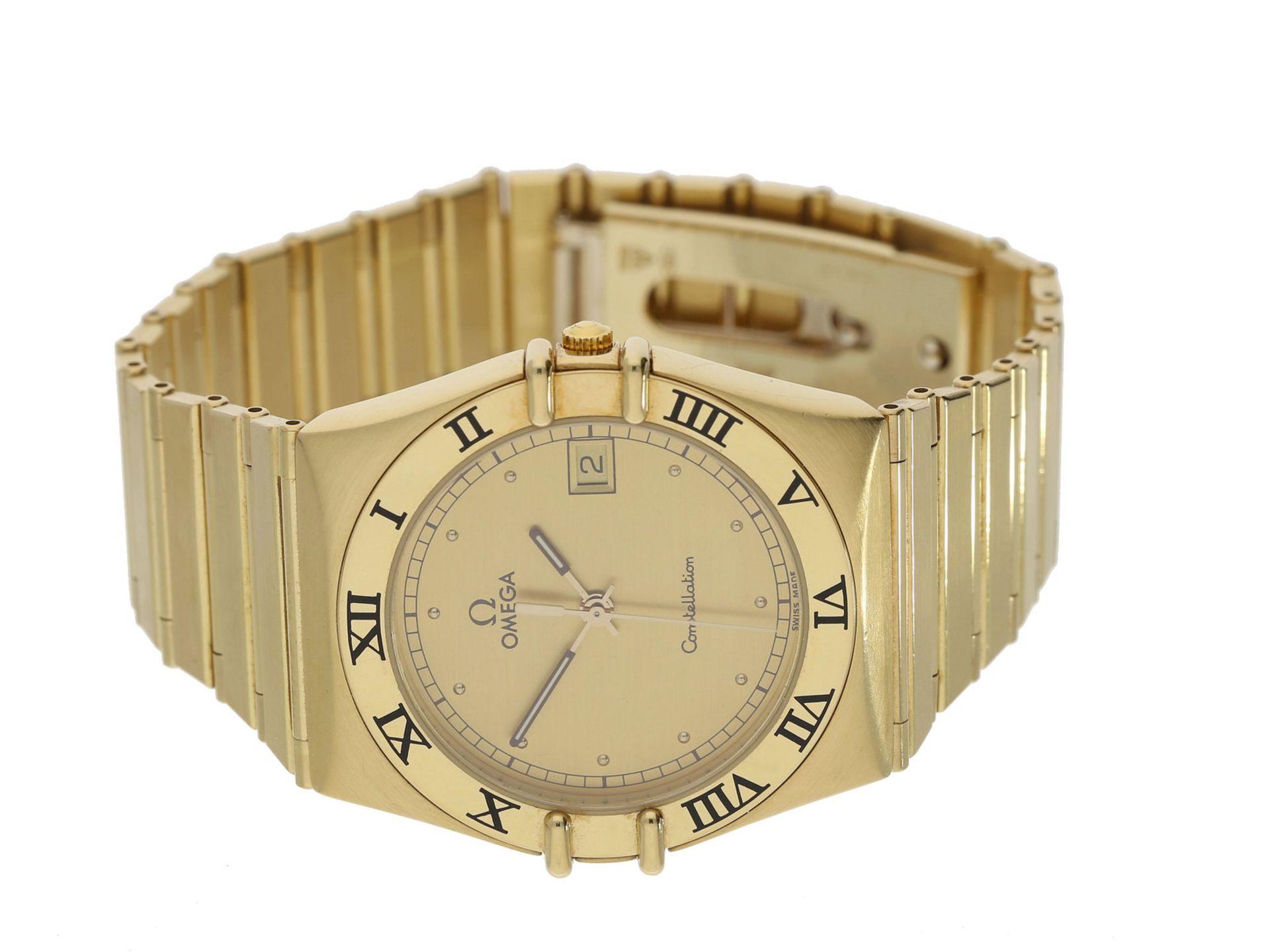 Armbanduhr: hochwertige Herren-Armbanduhr, Omega Constellation, 18K Gold