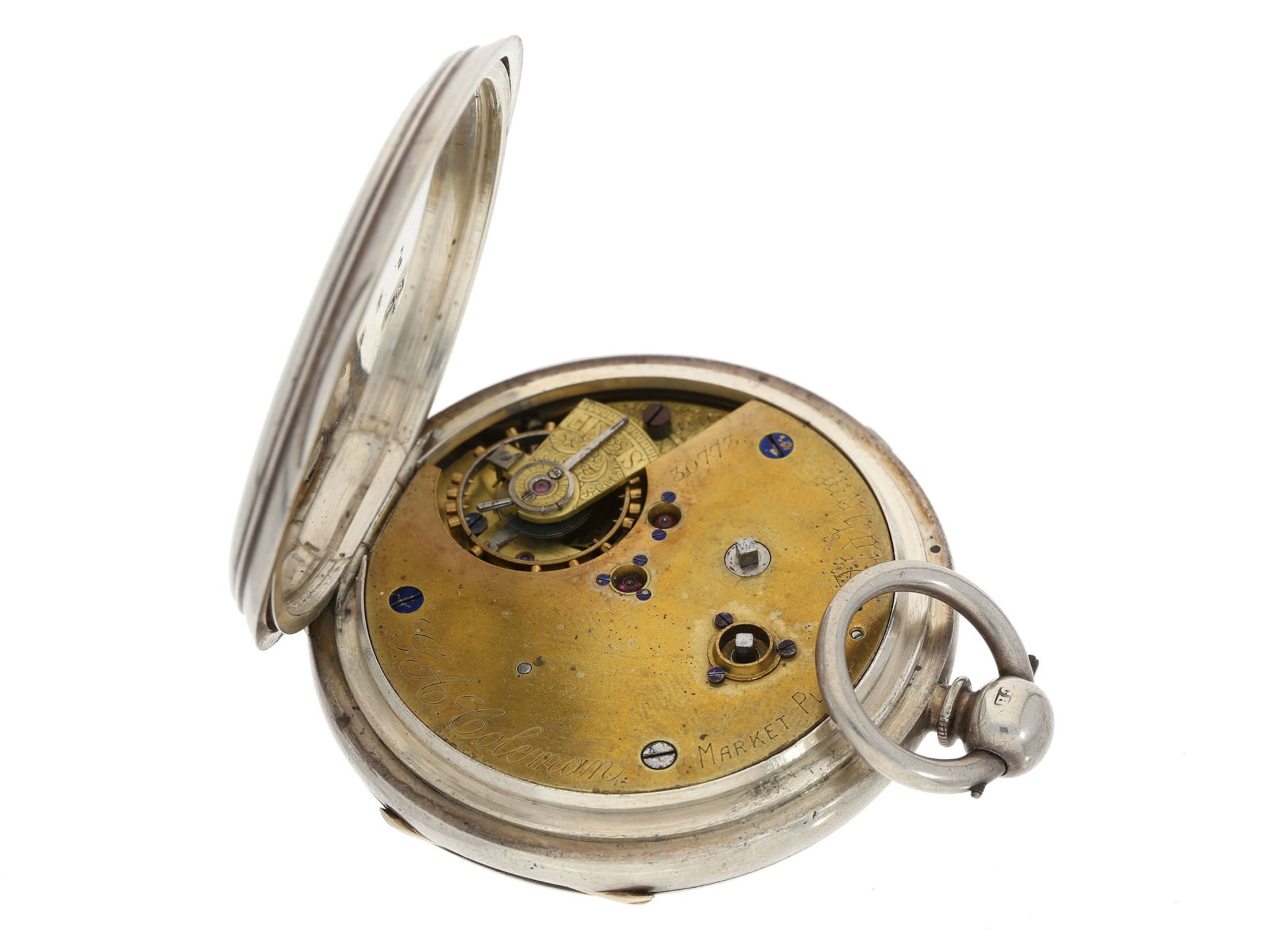 Taschenuhr: sehr seltene, schwere englische Beobachtungsuhr mit Centre-Second-Chronograph und - Bild 3 aus 3