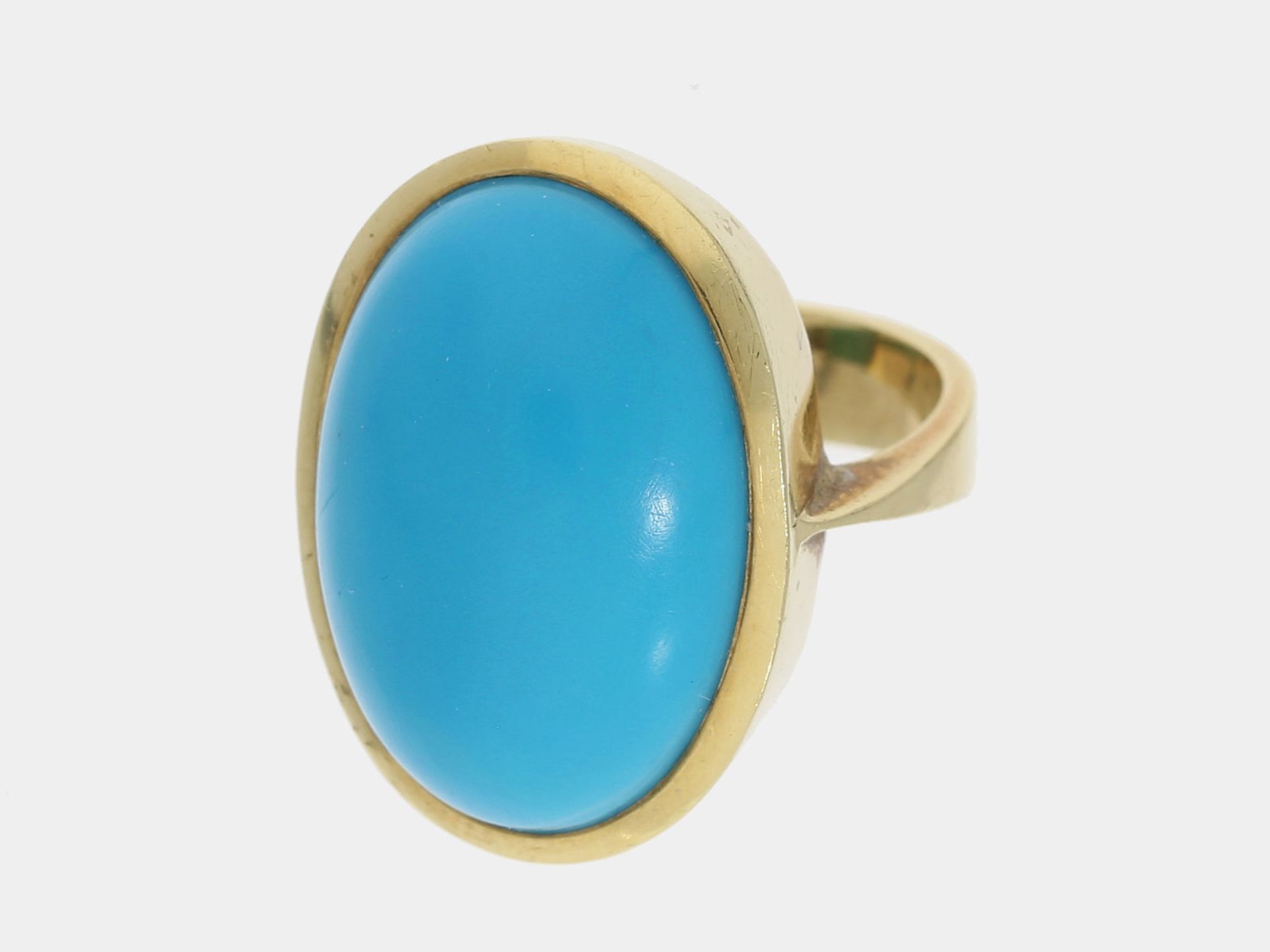 Ring: sehr massiver Goldschmiedering mit Türkis, Goldschmiedearbeit, um 1960