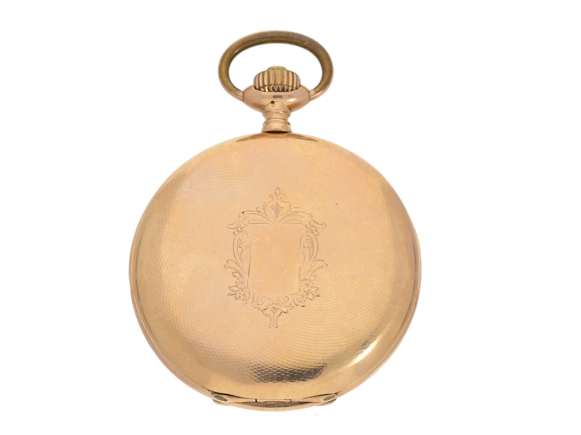 Taschenuhr: rotgoldene Savonnette, feines Präzisionswerk, Schweiz um 1900 - Bild 2 aus 3