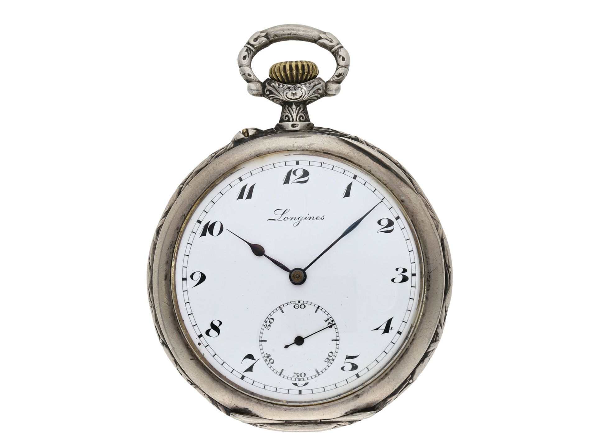 Taschenuhr: sehr seltene Longines Schützenuhr Bern 1919 mit Doppelsignatur, Stiftung von Türler in