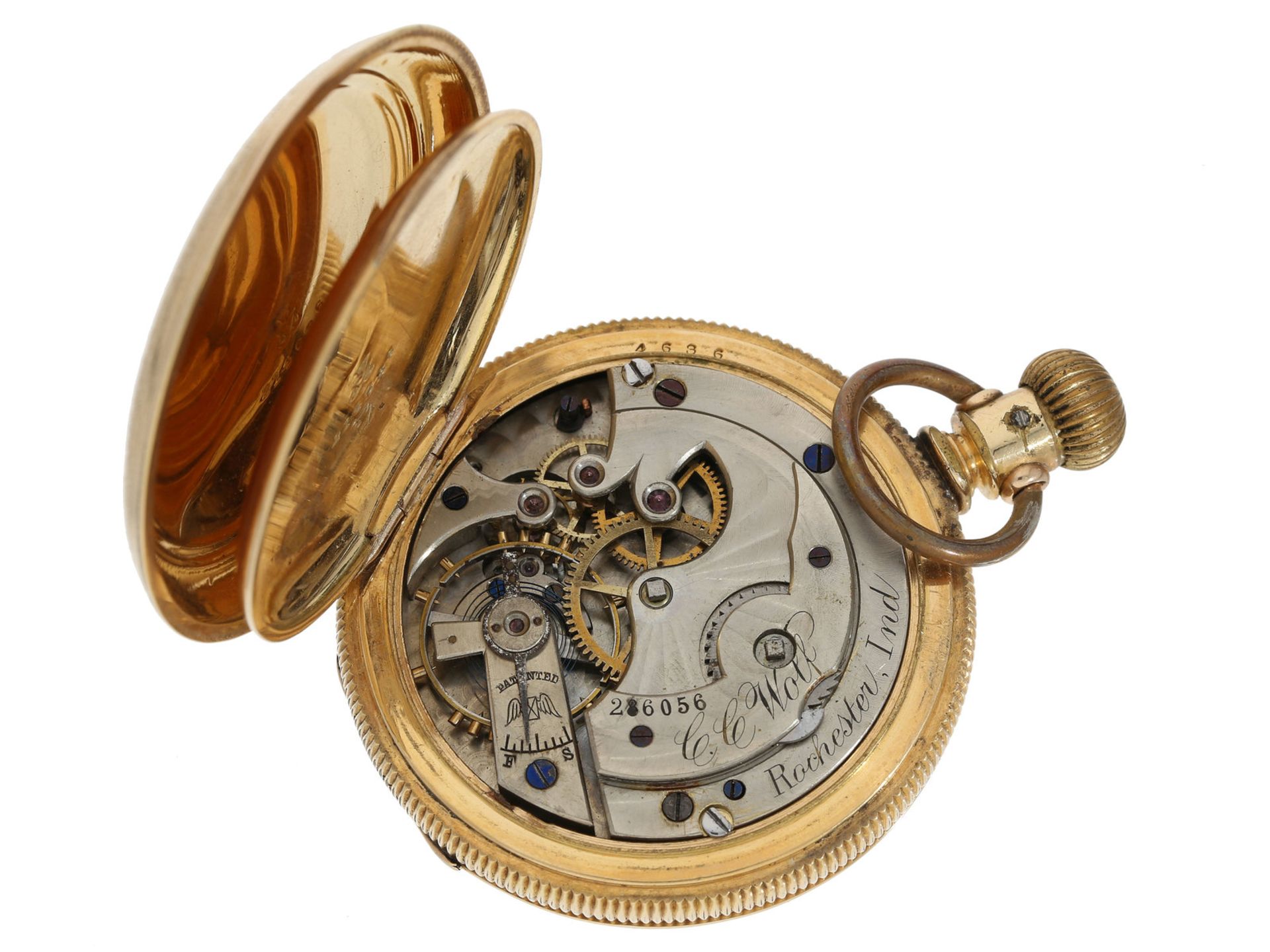 Taschenuhr: frühe Longines Savonnette mit dem sehr seltenen Kaliber 21S, ca.1884, gefertigt für C.C. - Bild 3 aus 3