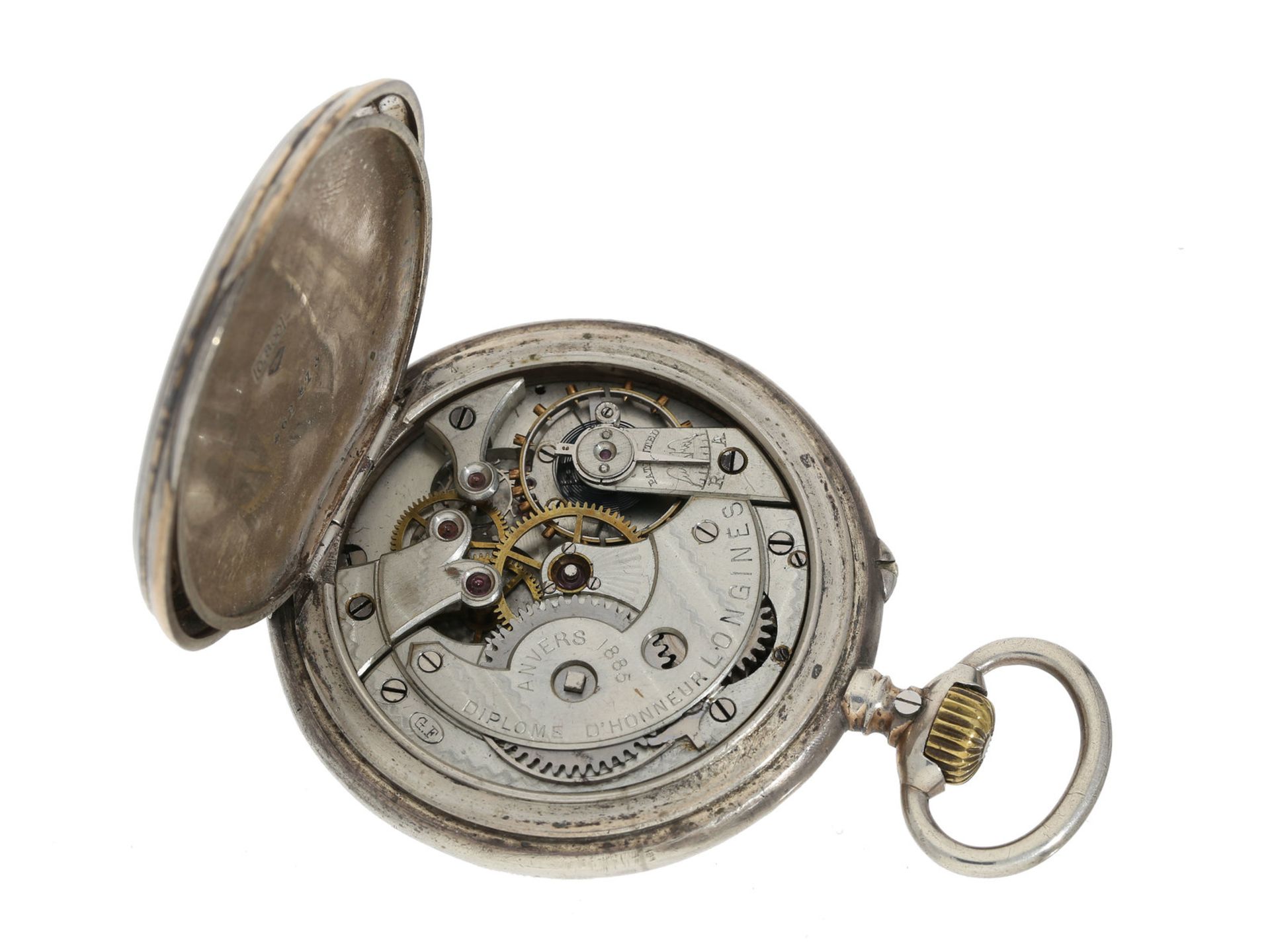 Taschenuhr: silberne Herrenuhr von Longines, ca. 1885 - Bild 3 aus 3