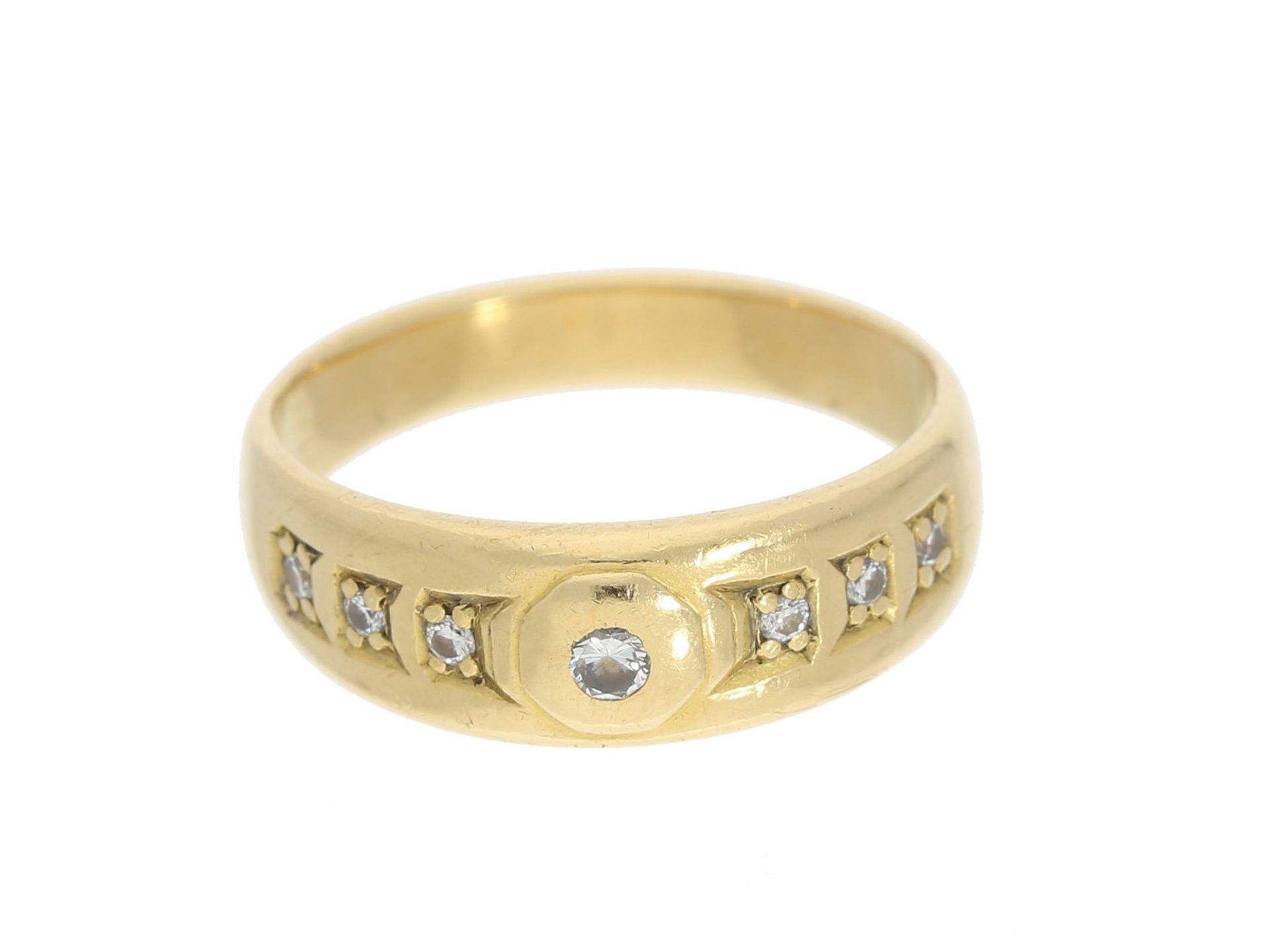 Ring: vintage Bandring mit Brillanten, 18K Gold Ca. Ø17mm, RG54, Breite ca. 6mm, ca. 4,9g, 18K