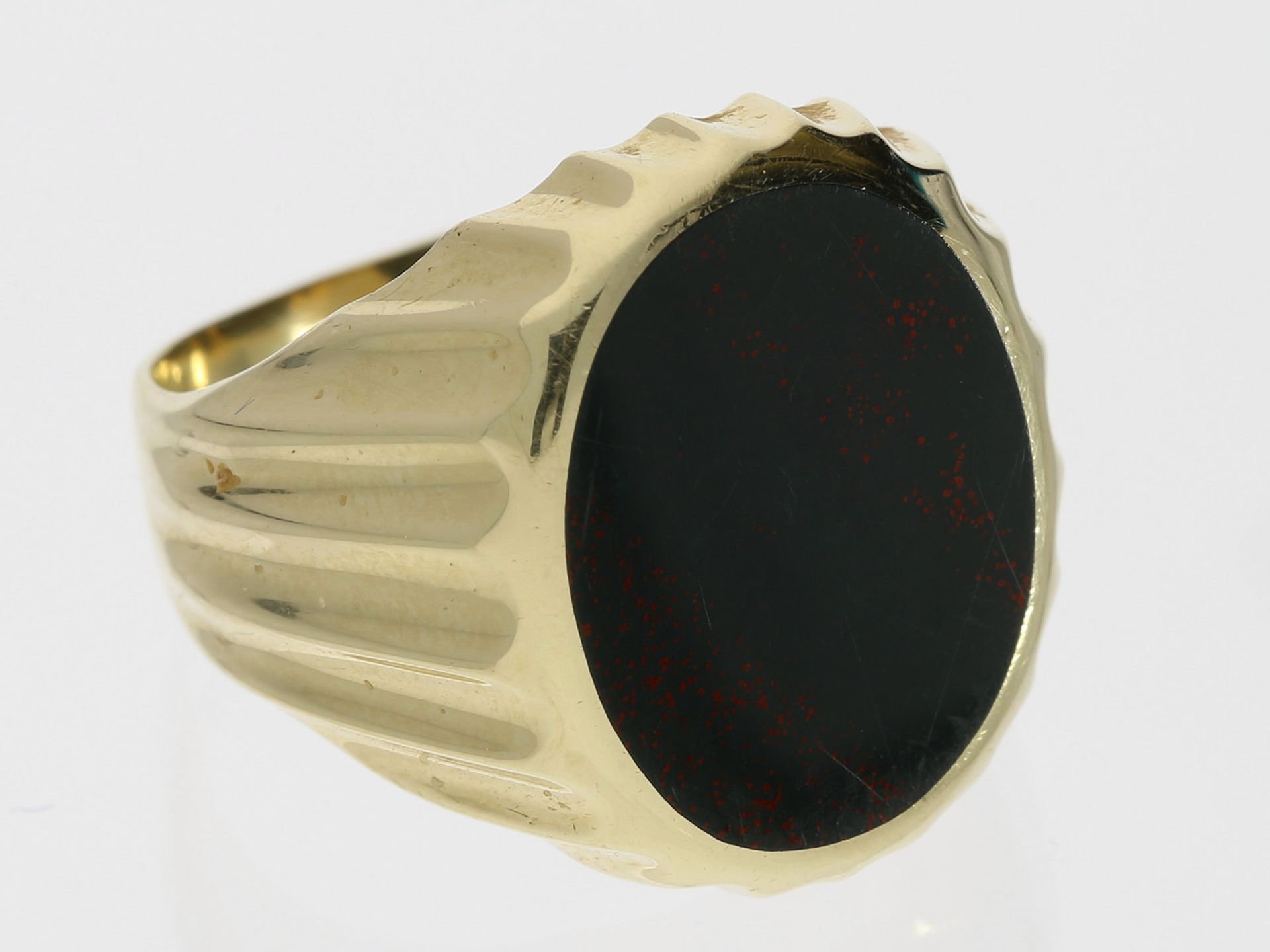 Ring: schwerer goldener vintage Siegelring mit Jaspis Ca. Ø19,5mm, RG61, ca. 10,5g, 14K Gold,