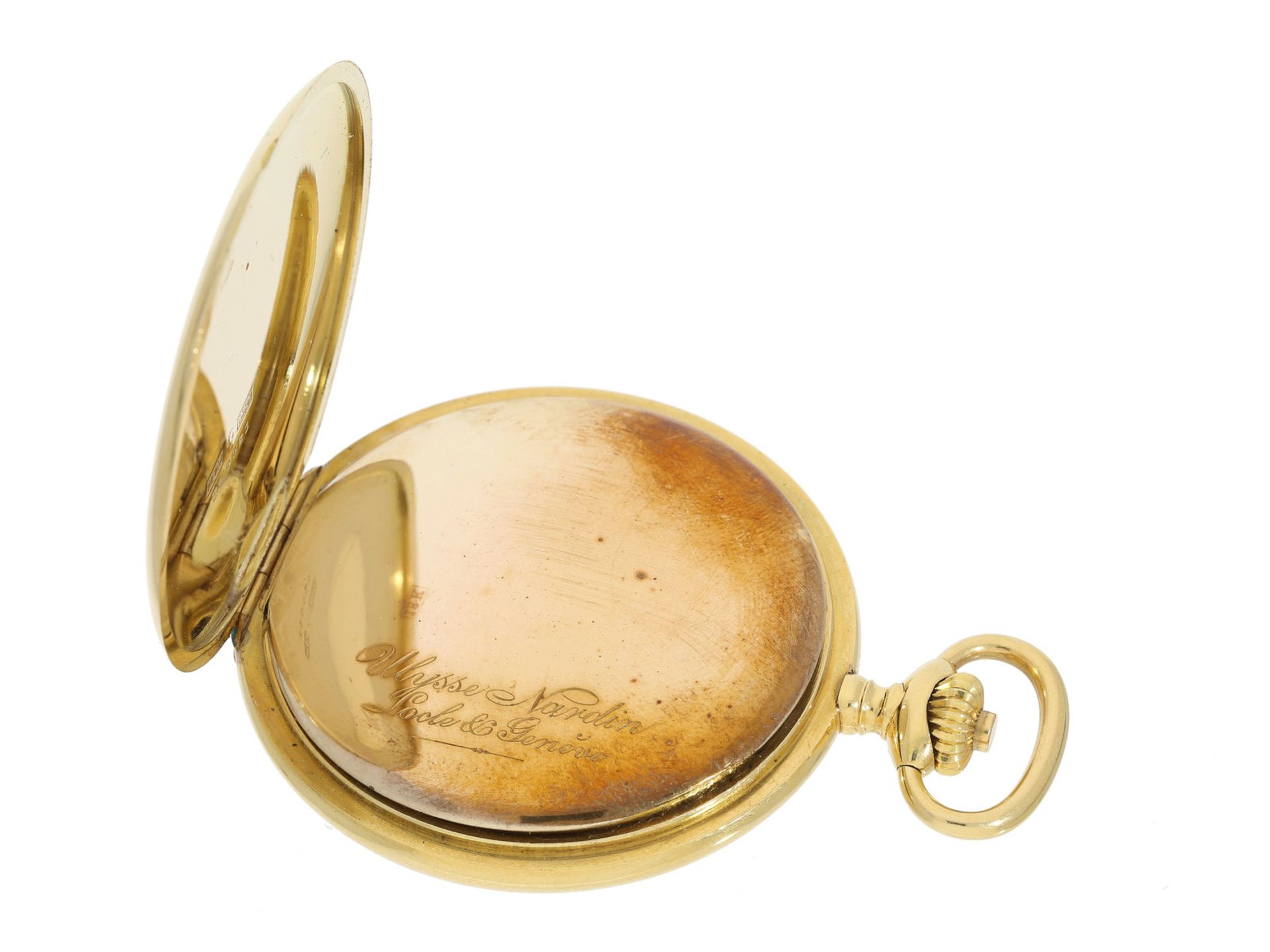 Taschenuhr: exquisite Präzisionstaschenuhr, 18K Gold, Ulysse Nardin, ca. 1920 Ca. Ø51mm, ca. 92g, - Bild 2 aus 3