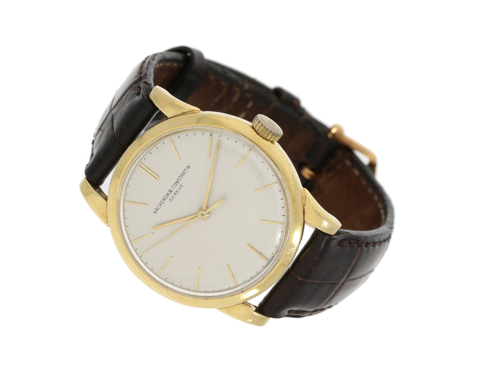 Armbanduhr: elegante vintage Herrenarmbanduhr von Vacheron & Constantin Ref. 6033 in 18K Gold, ca.
