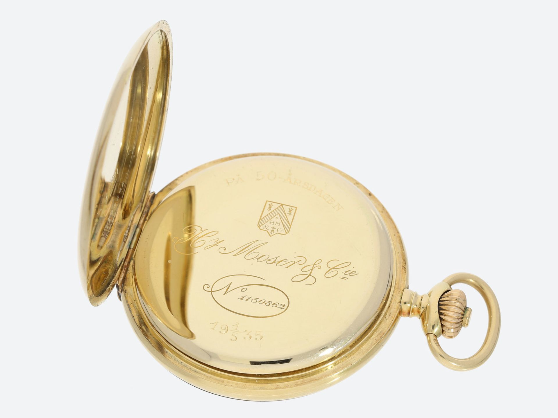 Taschenuhr: Präzisionstaschenuhr für den russischen Markt, 14K Gold, Henry Moser & Cie, ca. - Bild 2 aus 3