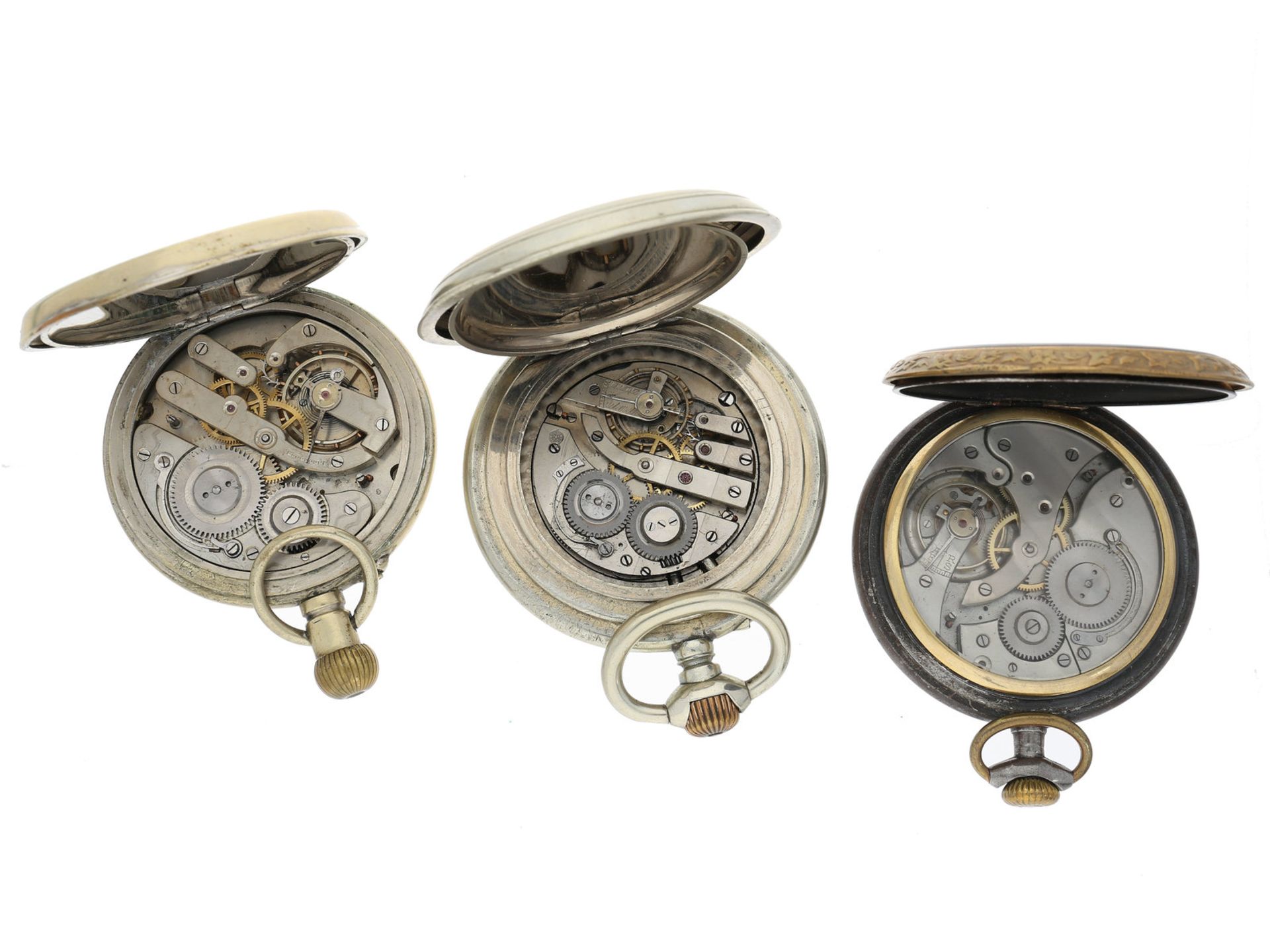 Taschenuhr: Konvolut von 3 sehr großen und schweren Taschenuhren Ca. Ø64mm bis Ø71mm, ca. 179g bis - Bild 2 aus 2